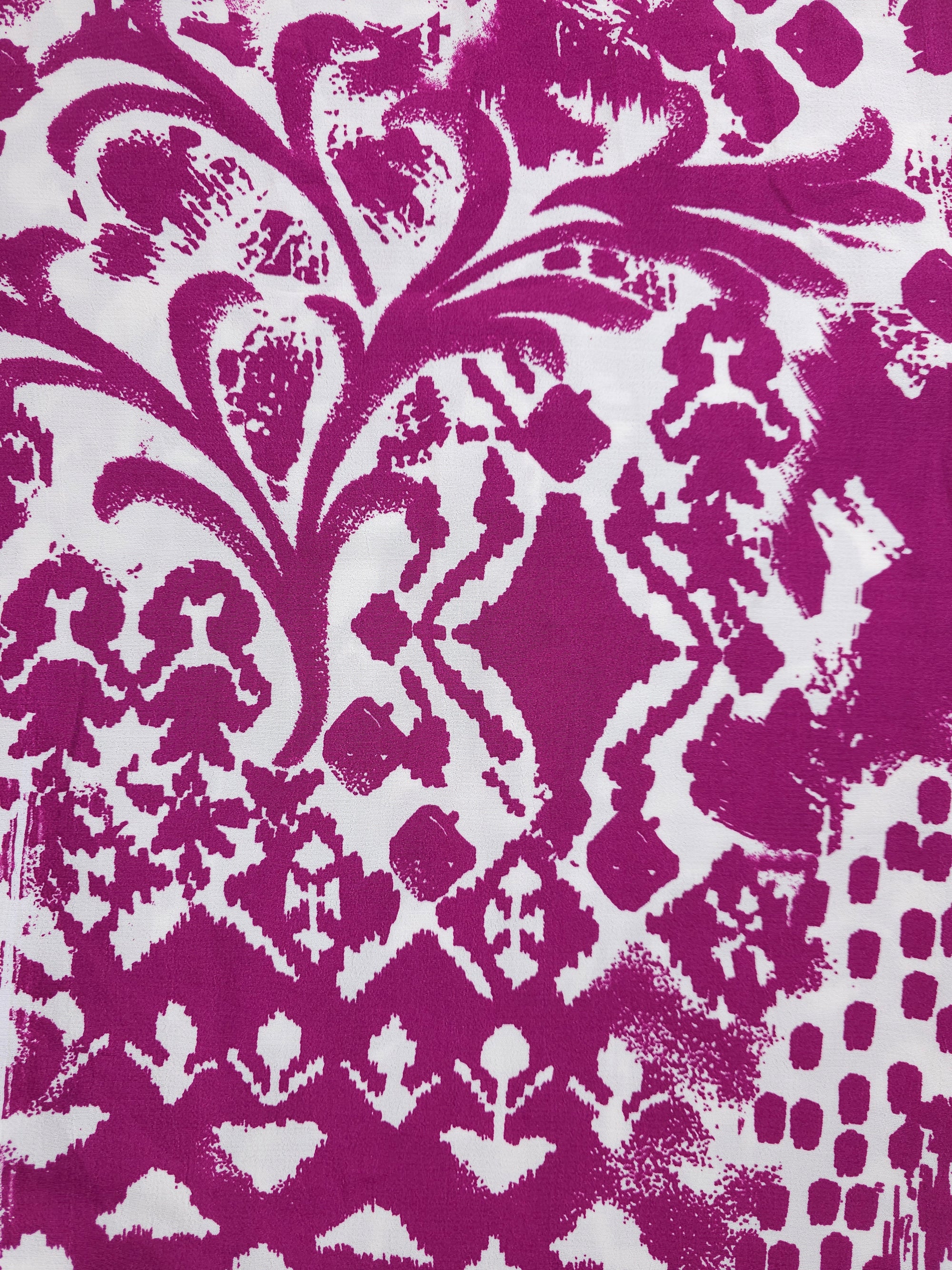 Magenta irregular Damask Viscose Crepe (Defect) - 1.7m Piece
