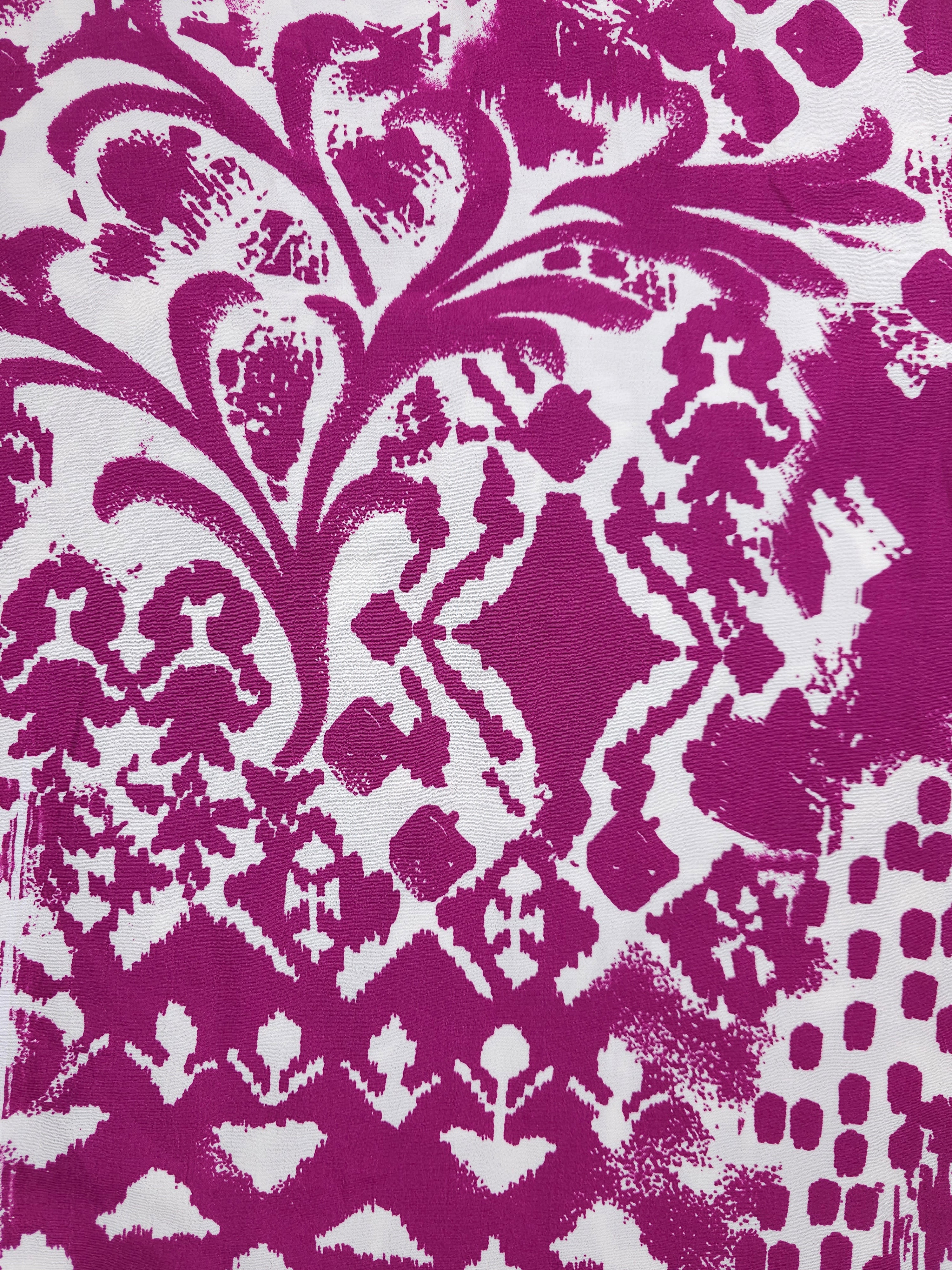 Magenta irregular Damask Viscose Crepe (Defect) - 1.7m Piece
