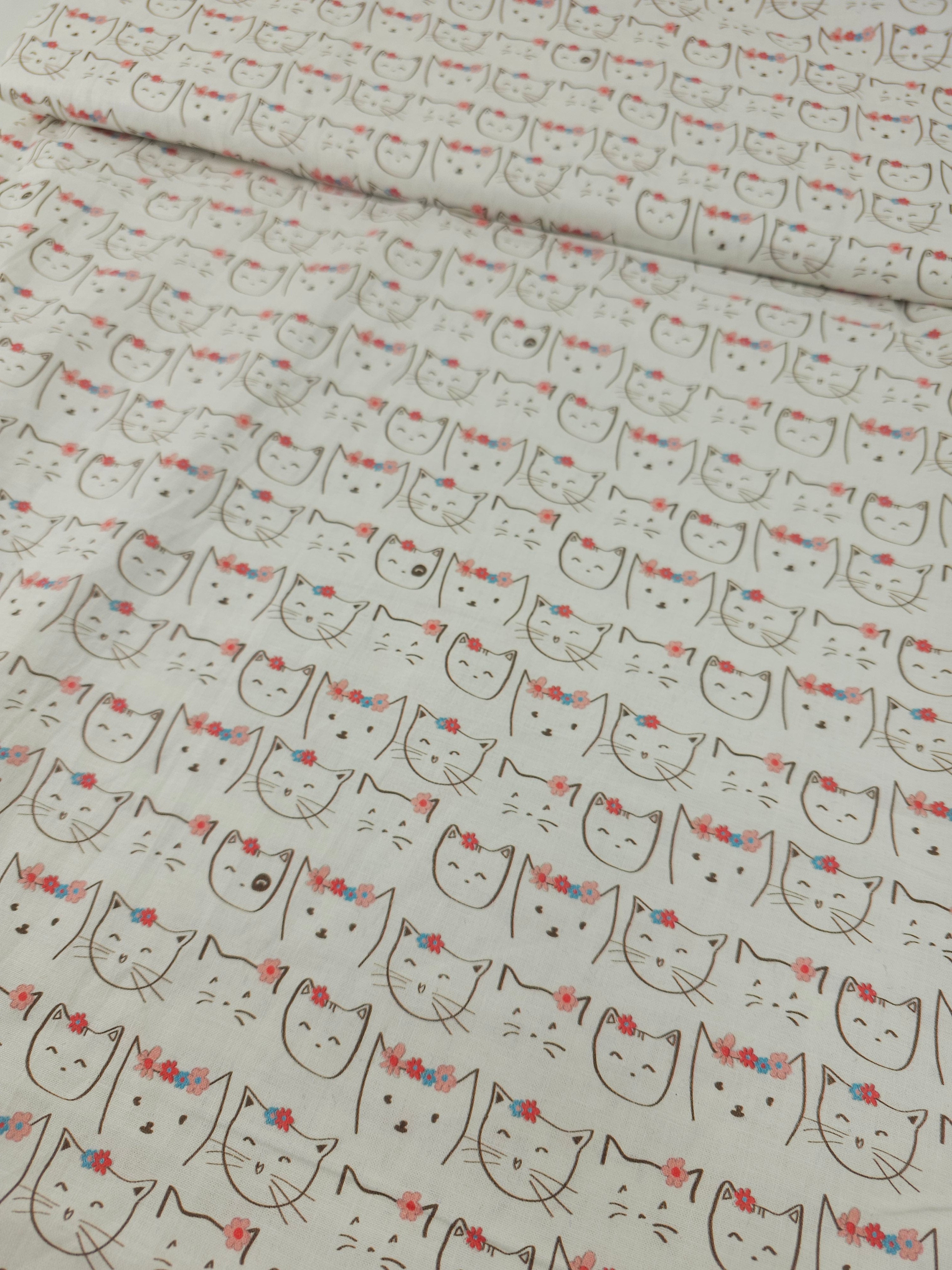 Floral Crown Cats 100% Cotton