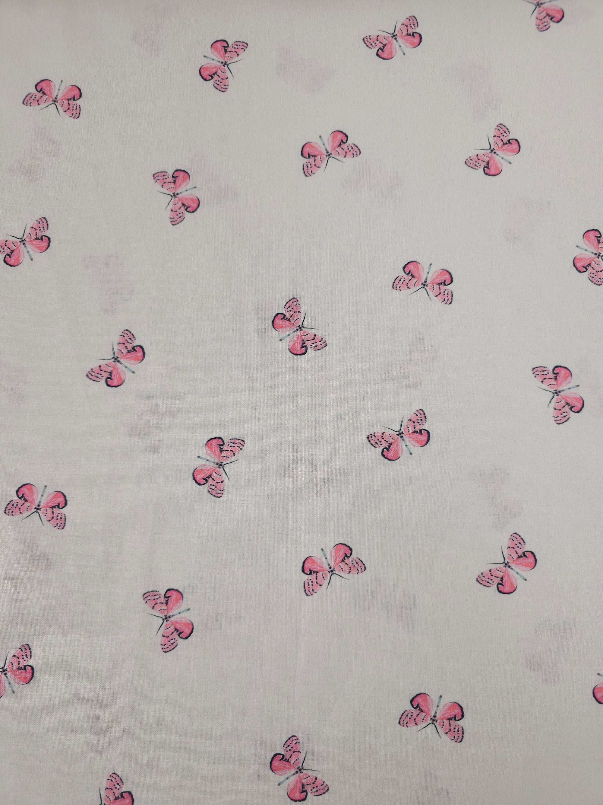Pale Pink Butterflies 100% Cotton - Michael Miller