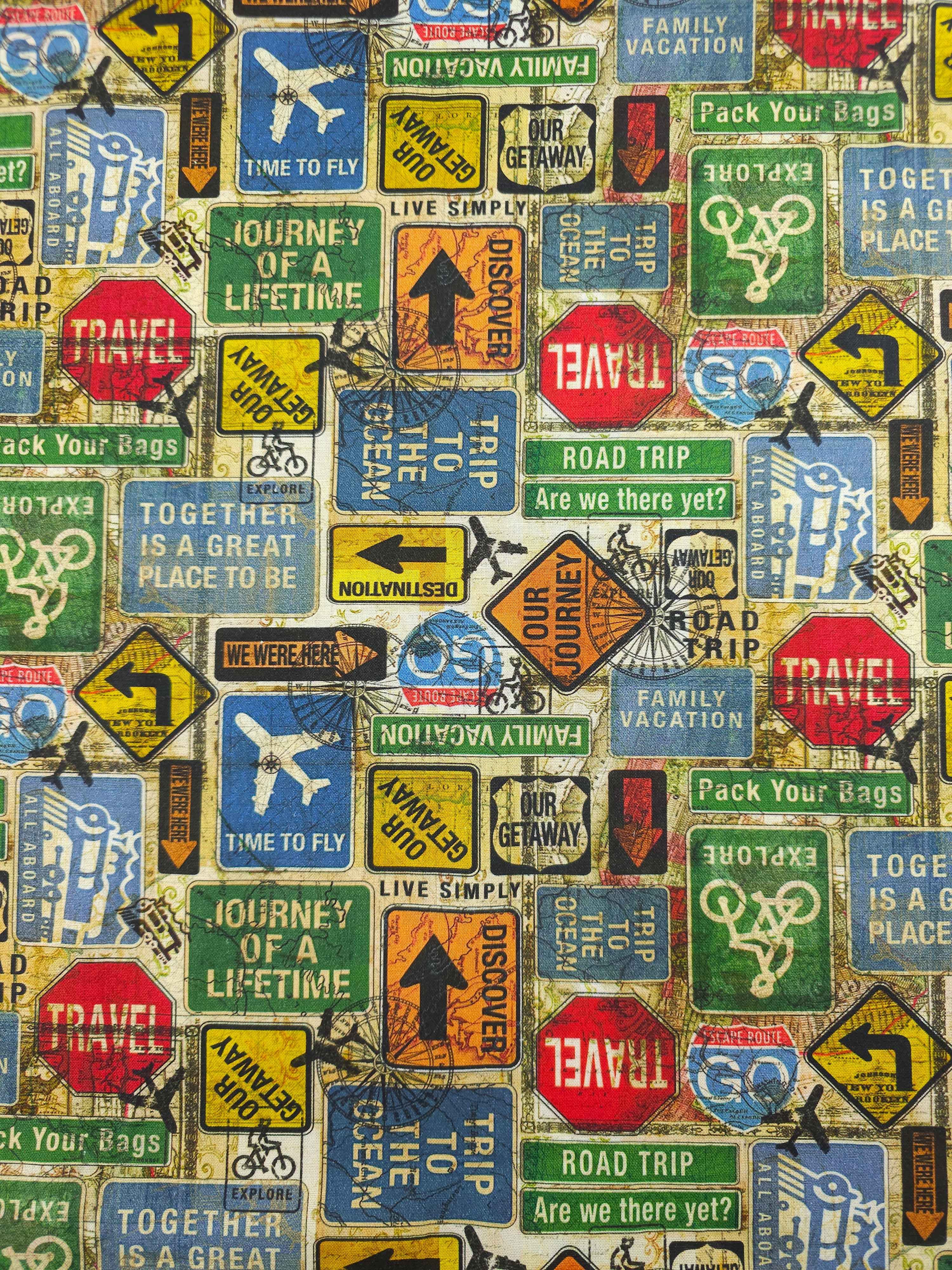 Retro Roadtrip Signs 100% Cotton