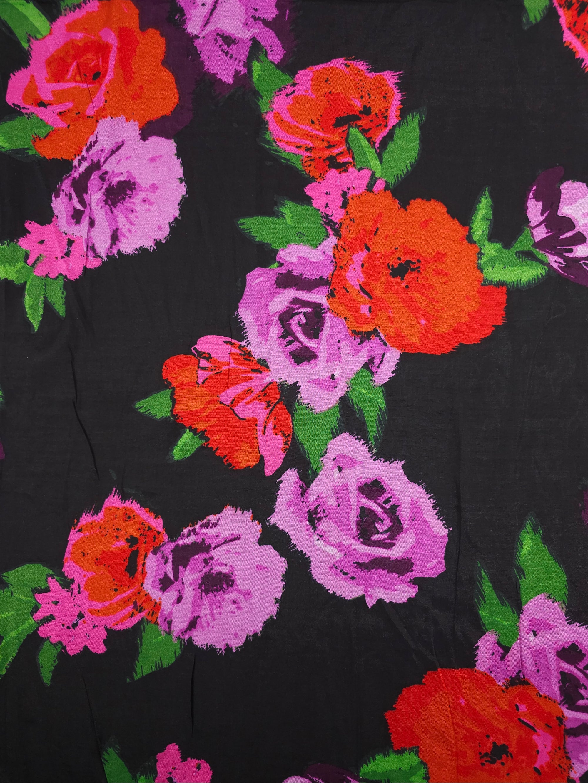 Purple/Red Static Rose Florina Viscose Satin
