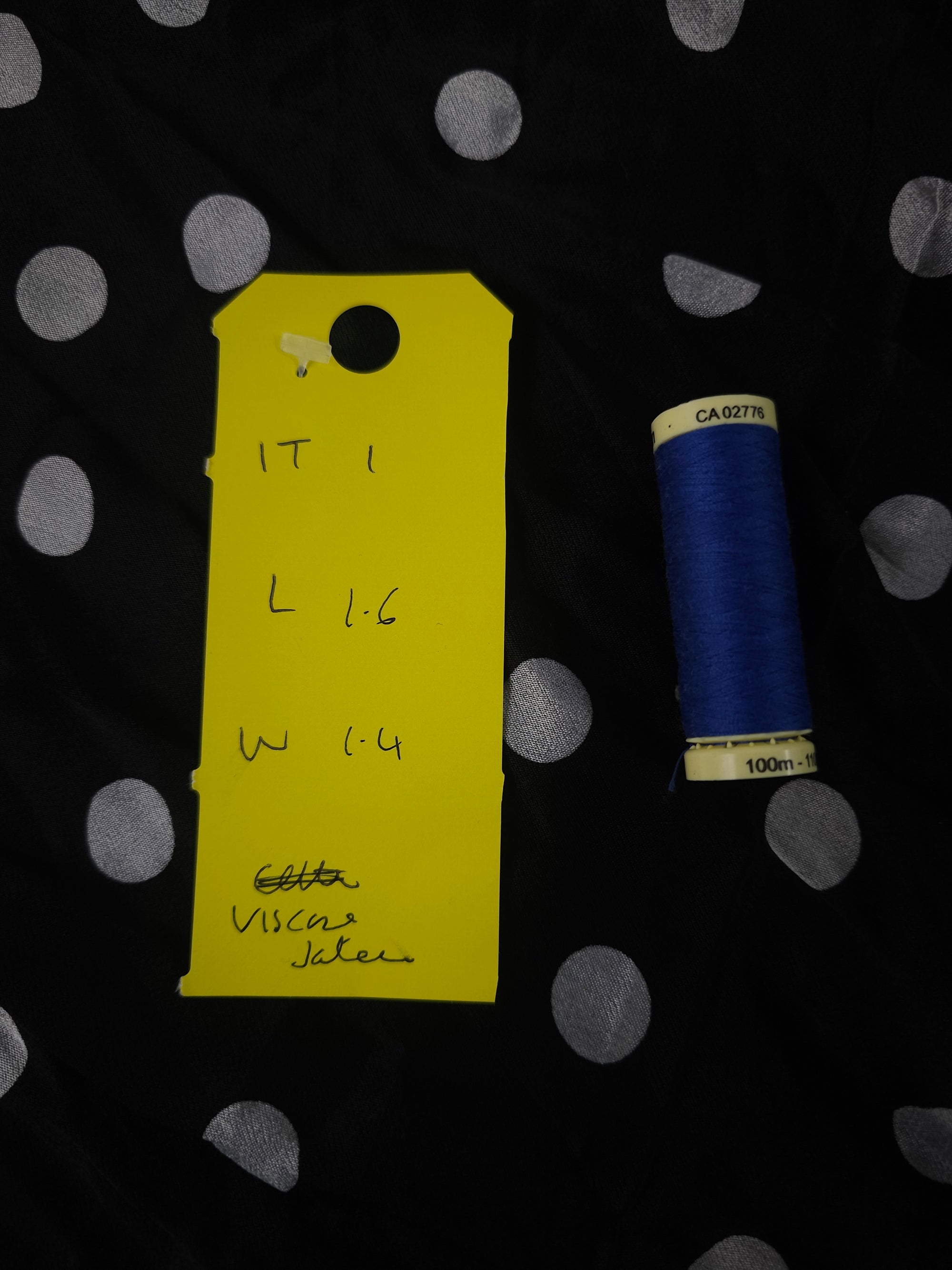 Black glitter dotted Viscose Satin- 1.6m piece