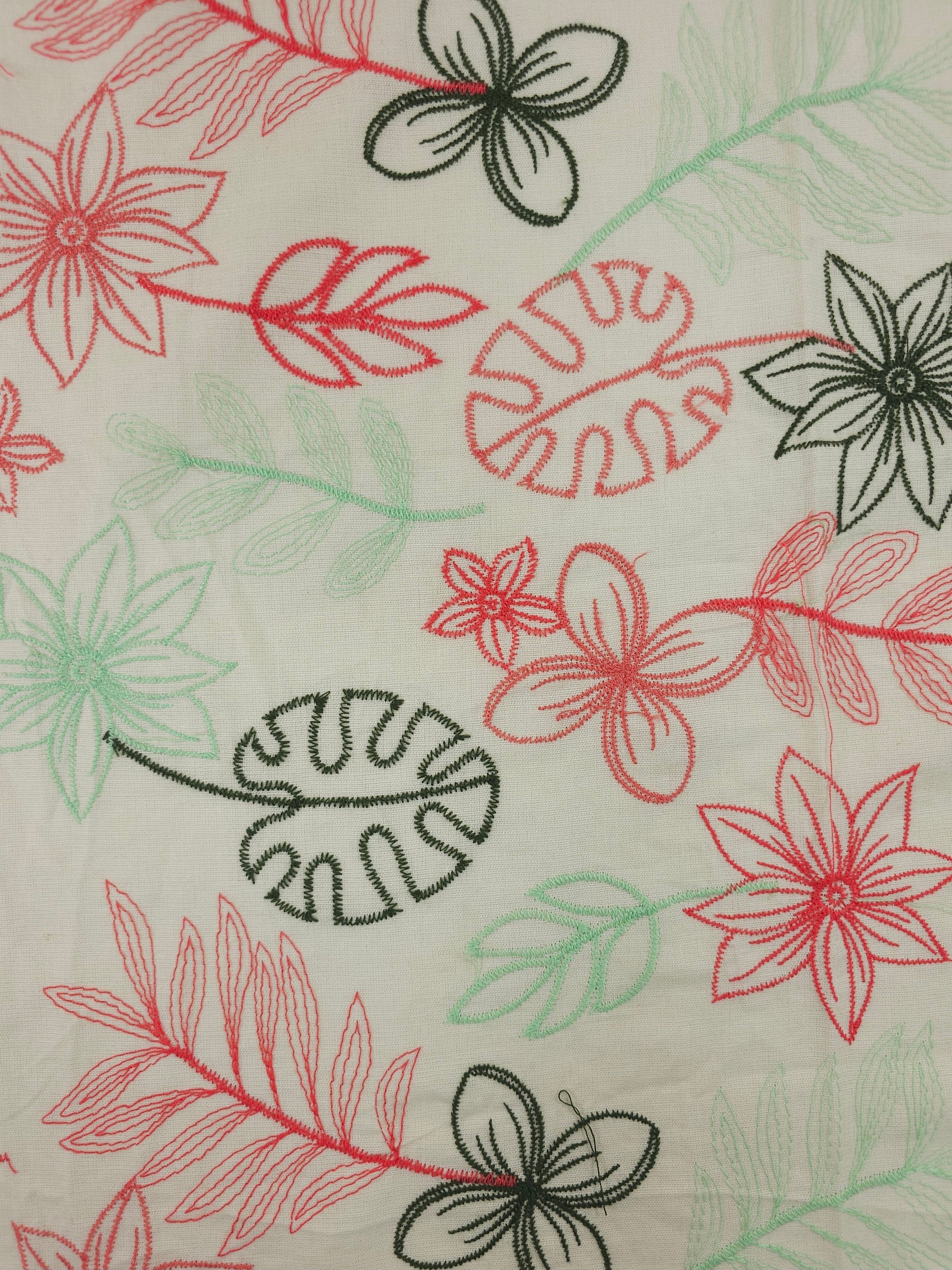 Palm Leaf Linen Look Cotton Broderie Anglaise