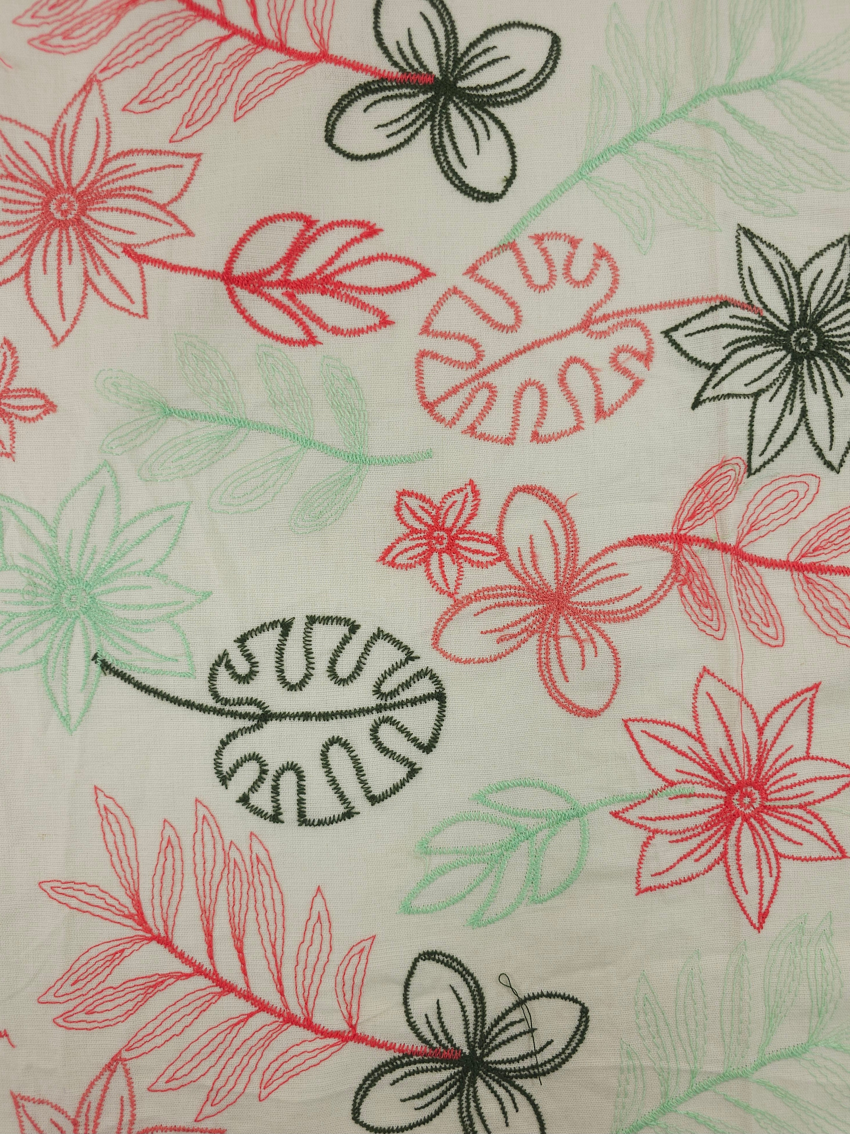 Palm Leaf Linen Look Cotton Broderie Anglaise