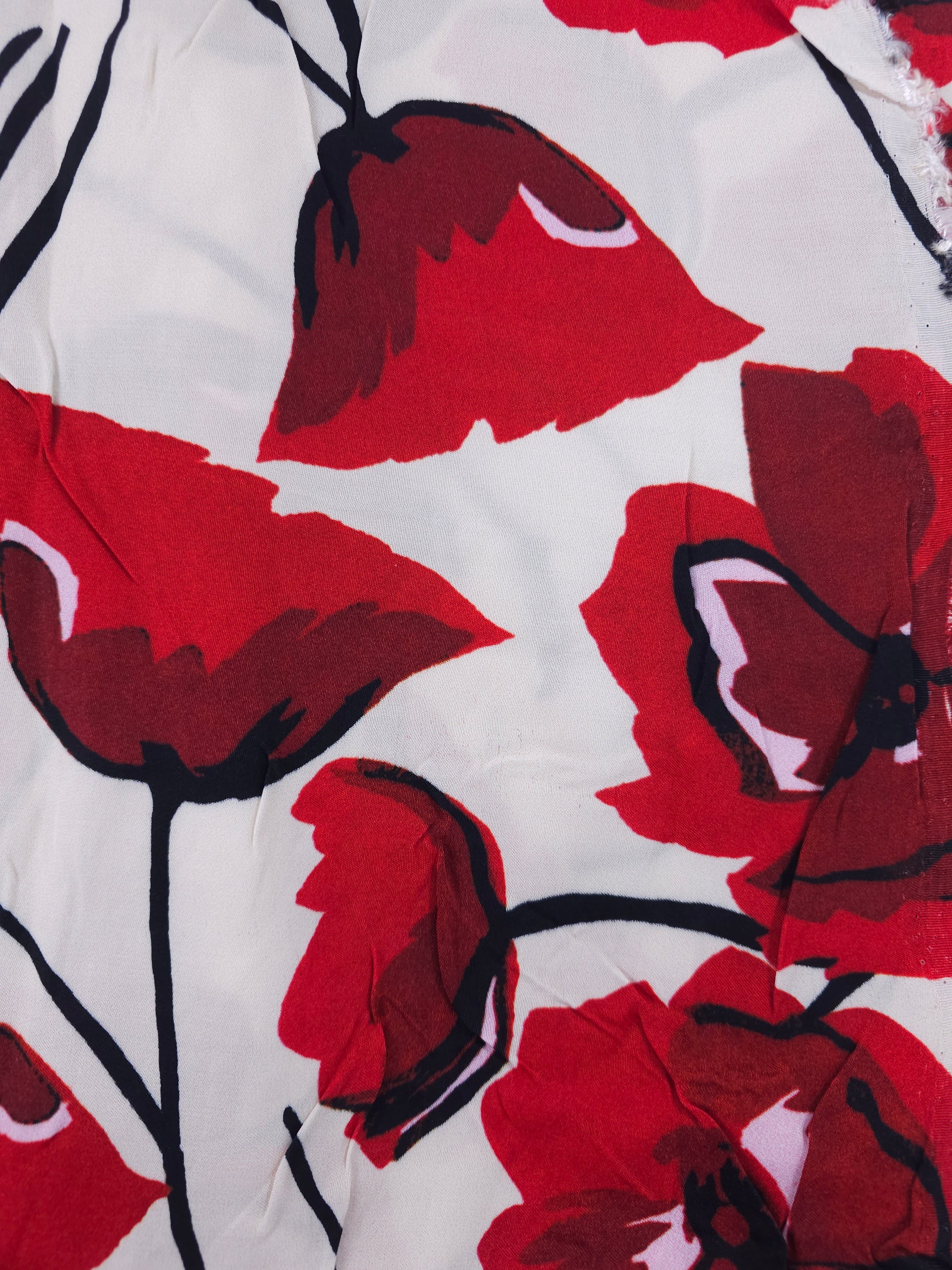 Red poppy Viscose sateen- 2.3m piece