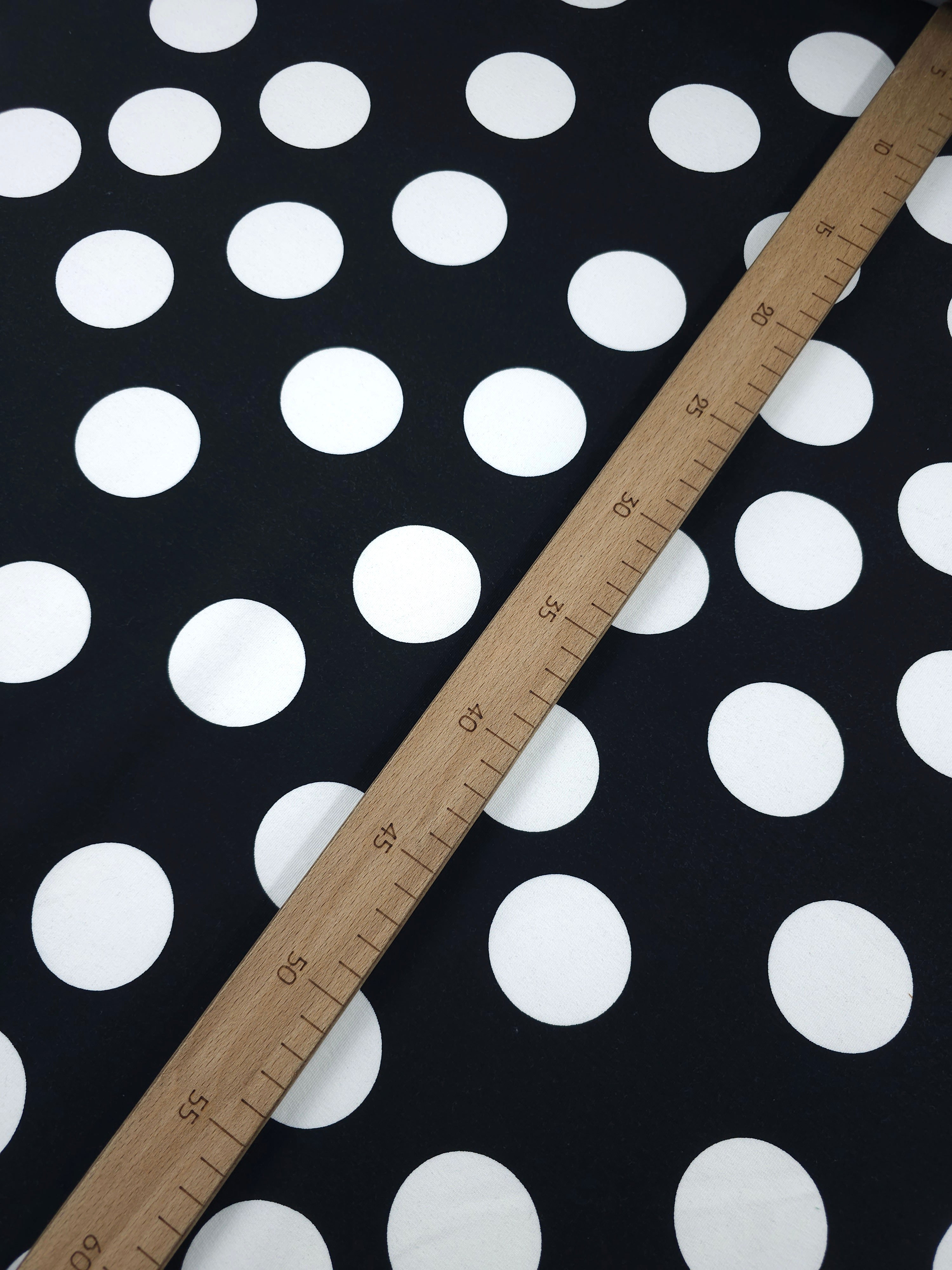 Black/White Large Irregular Polka Spot Lightweight Cotton Loopback