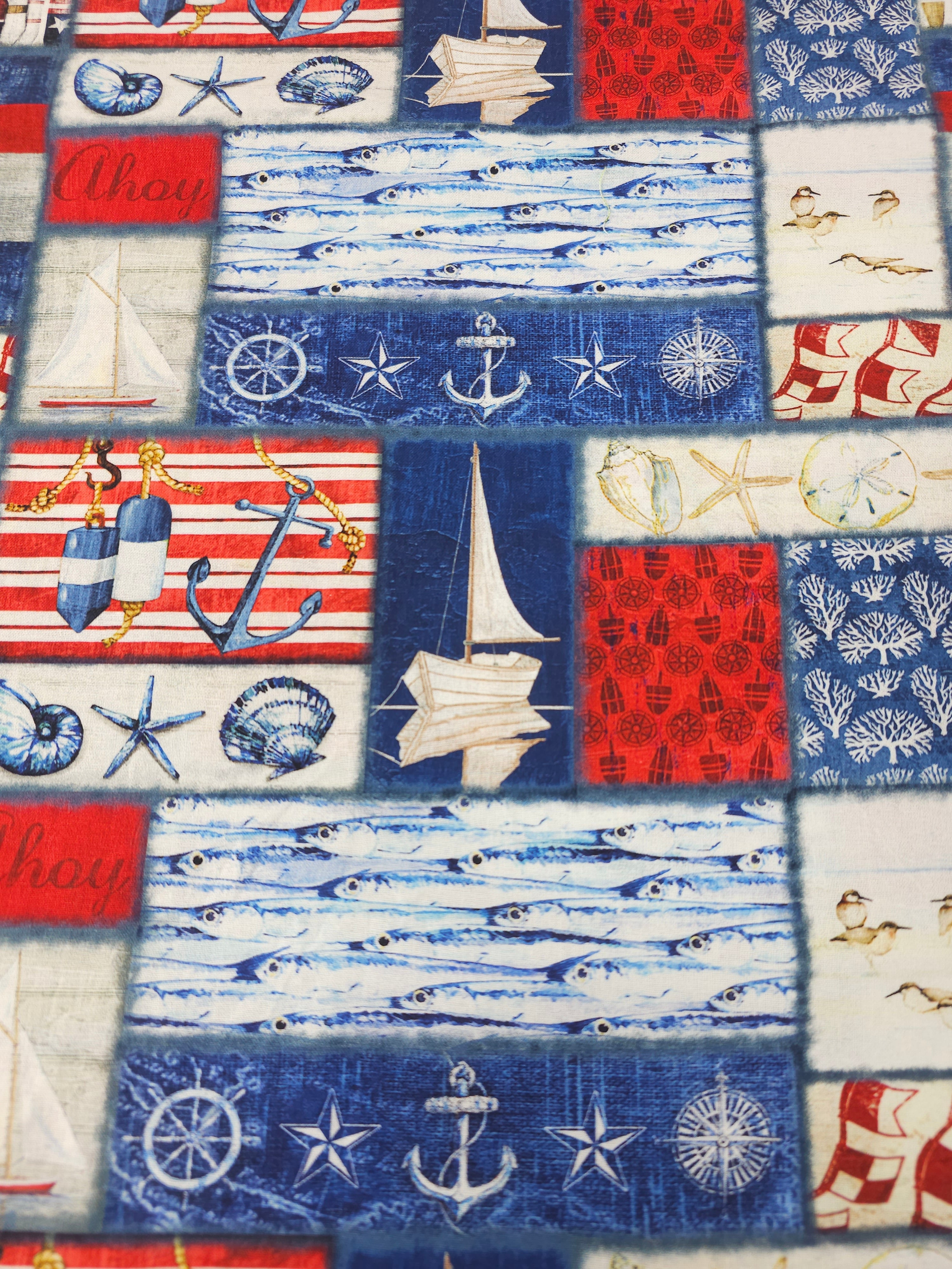Nautical Shoreline Frames 100% Cotton - Robert Kaufman