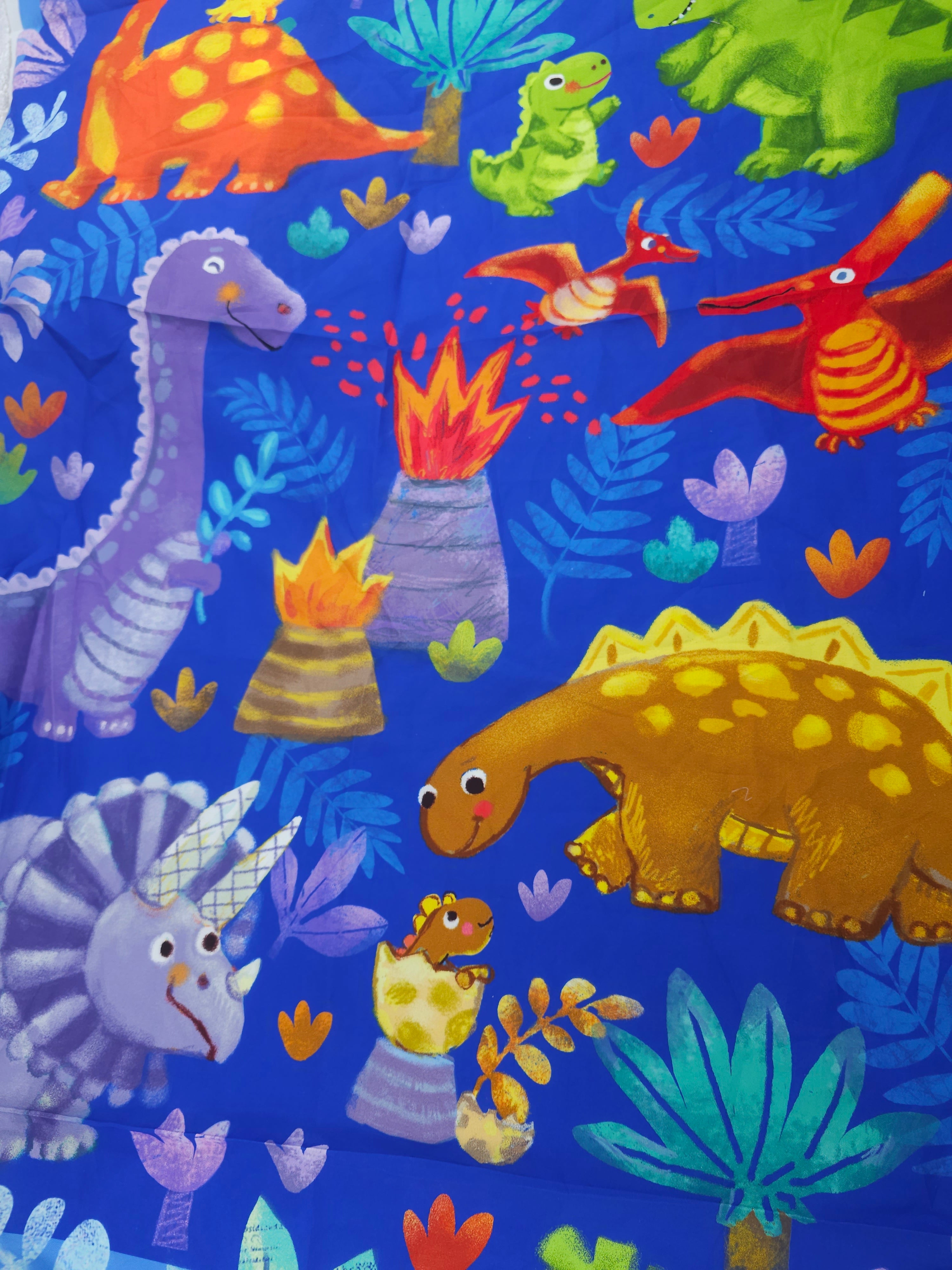 Vibrant dinosaur Cotton panel- 1m piece