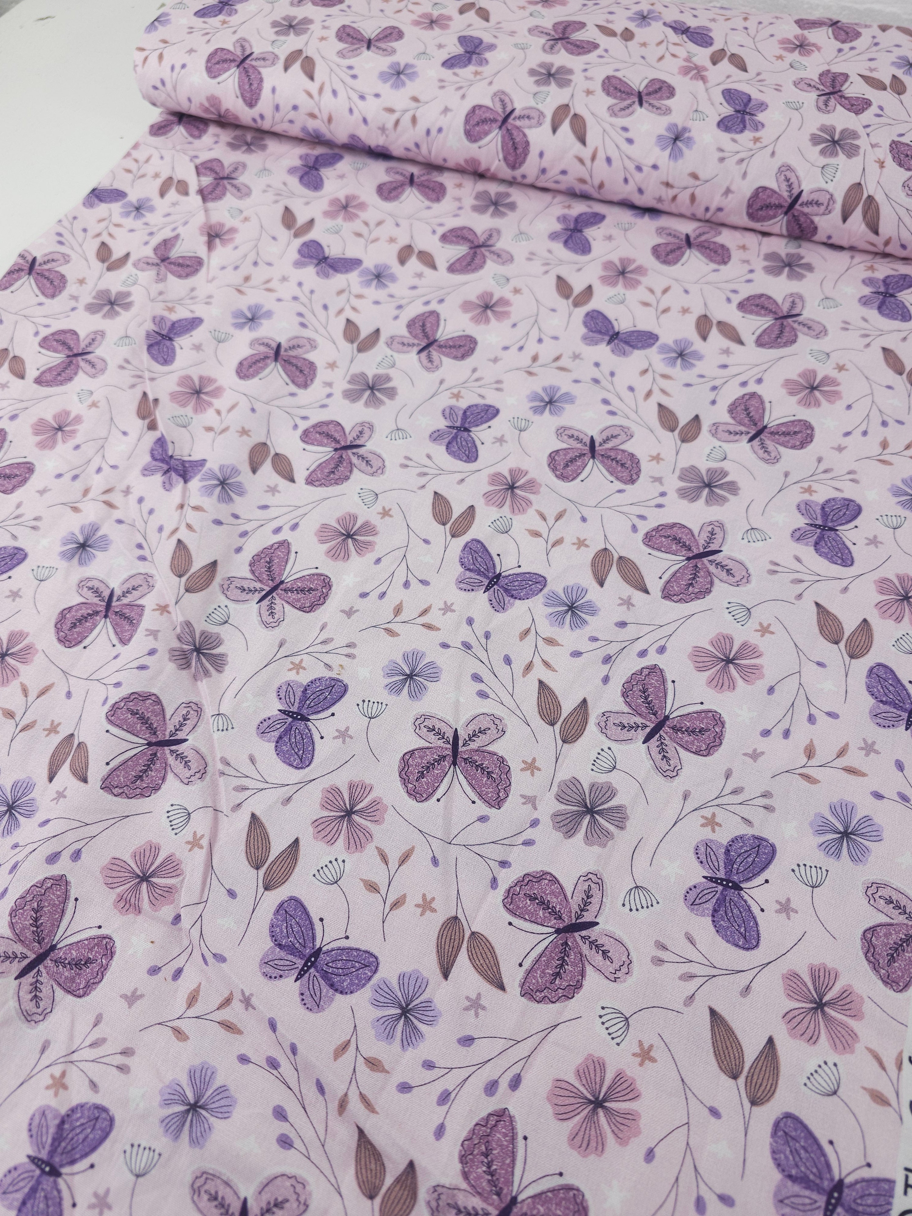 Lilac Vintage Butterfly Blossom 100% Cotton