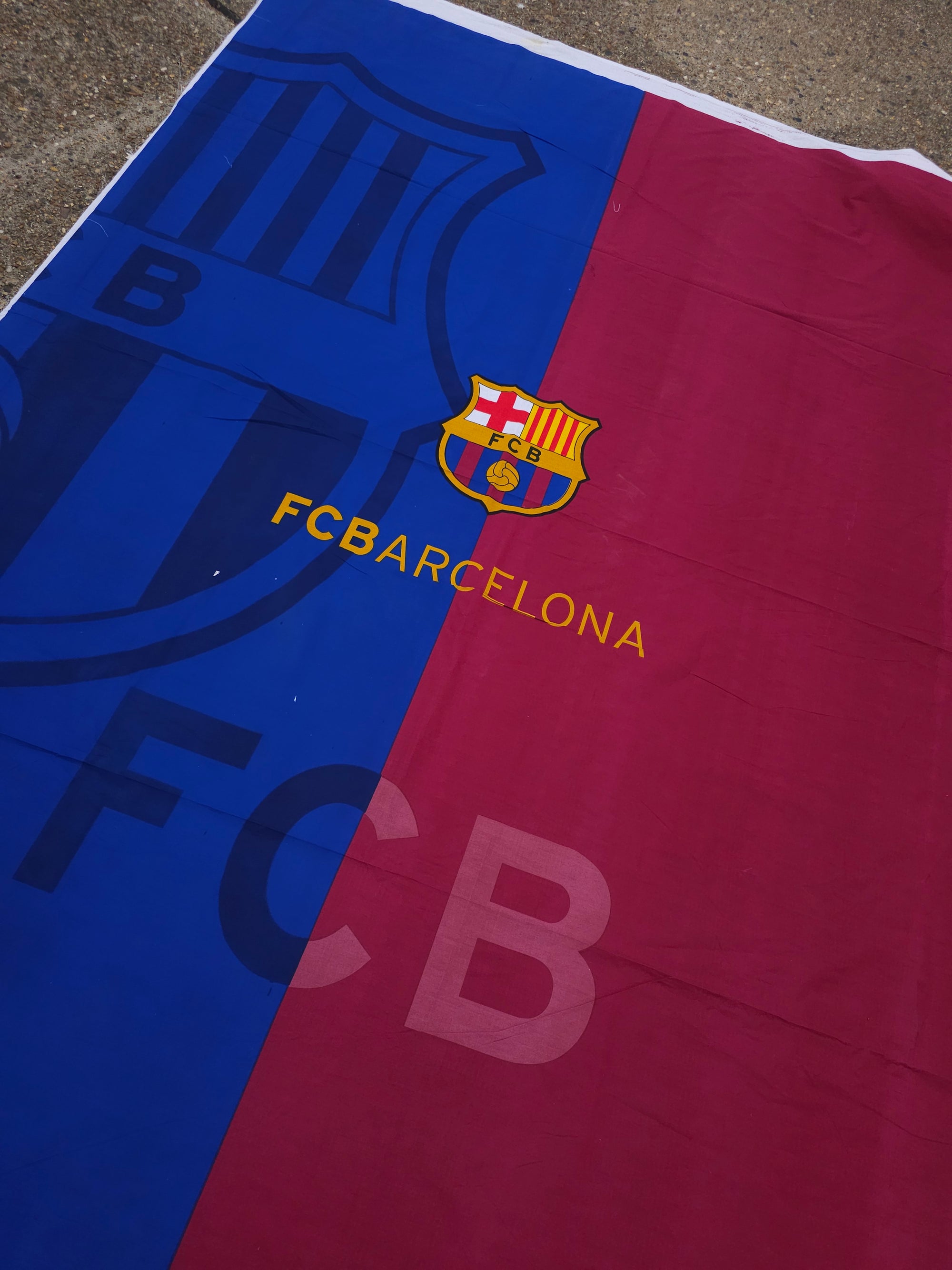 FC Barcelona Emblem 100% Cotton Football Fabric - 1.90m Panel *EXTRA WIDE*