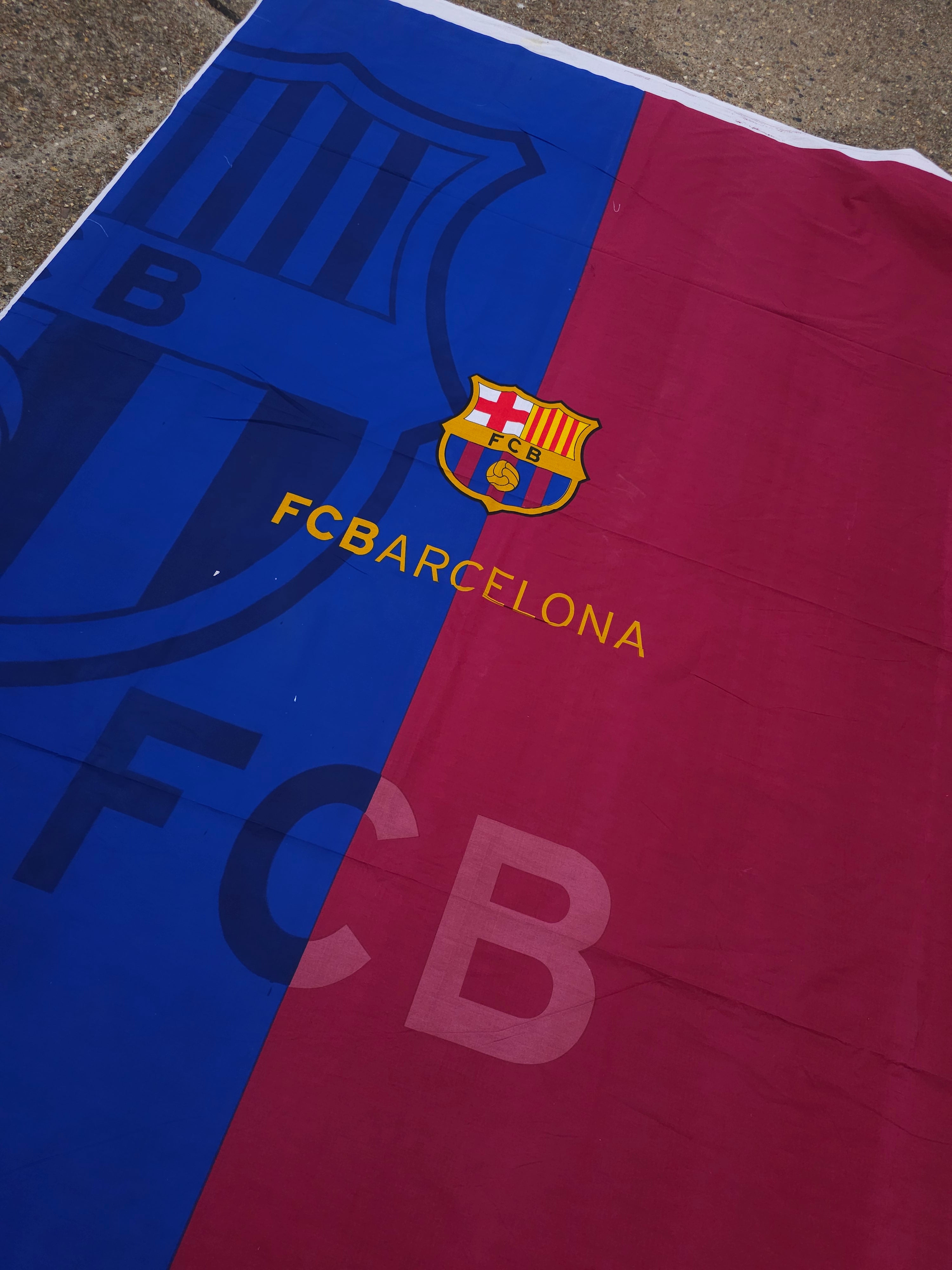 FC Barcelona Emblem 100% Cotton Football Fabric - 1.90m Panel *EXTRA WIDE*