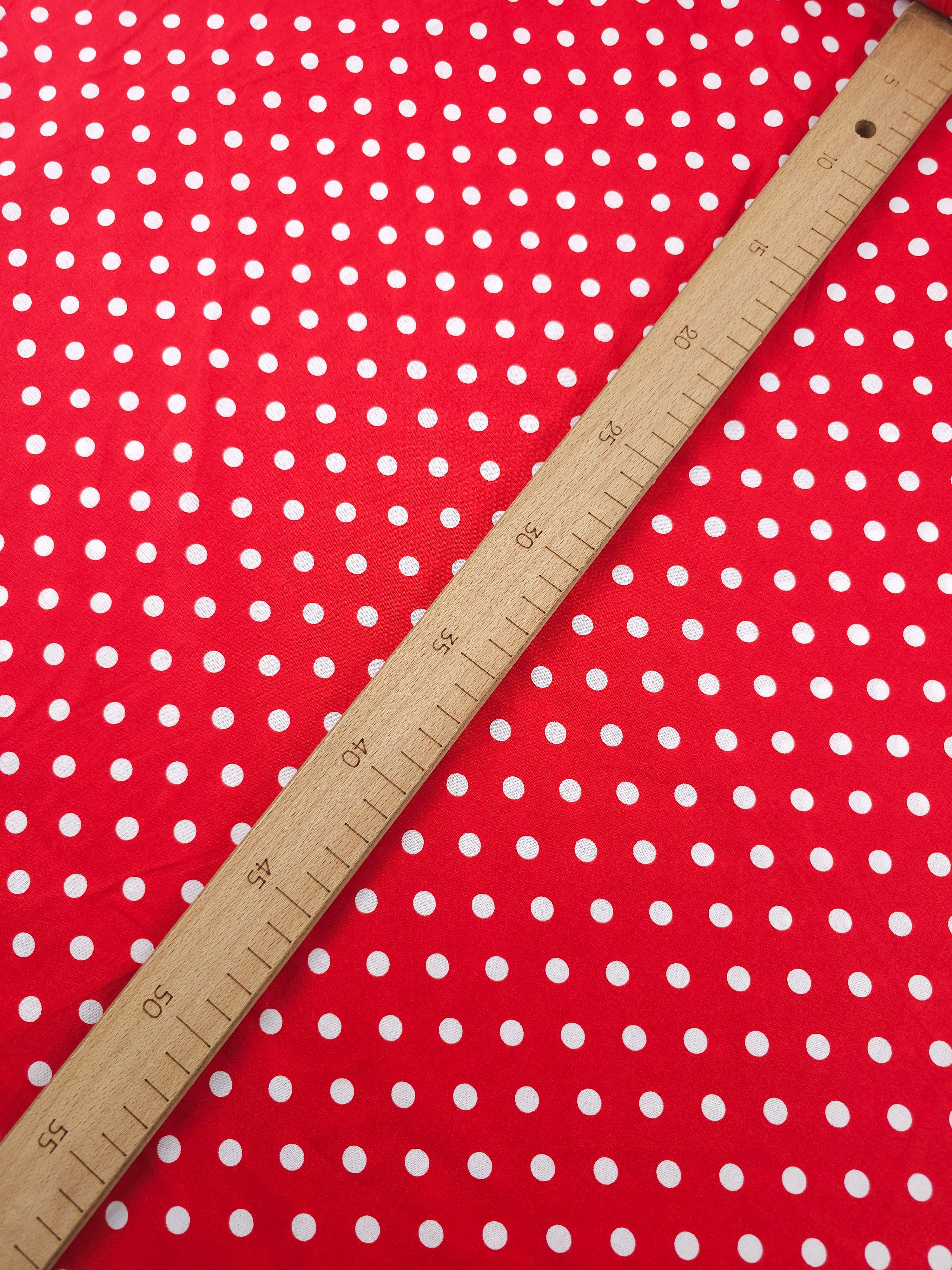 Red Small Polka Spot Lightweight Cotton 57"