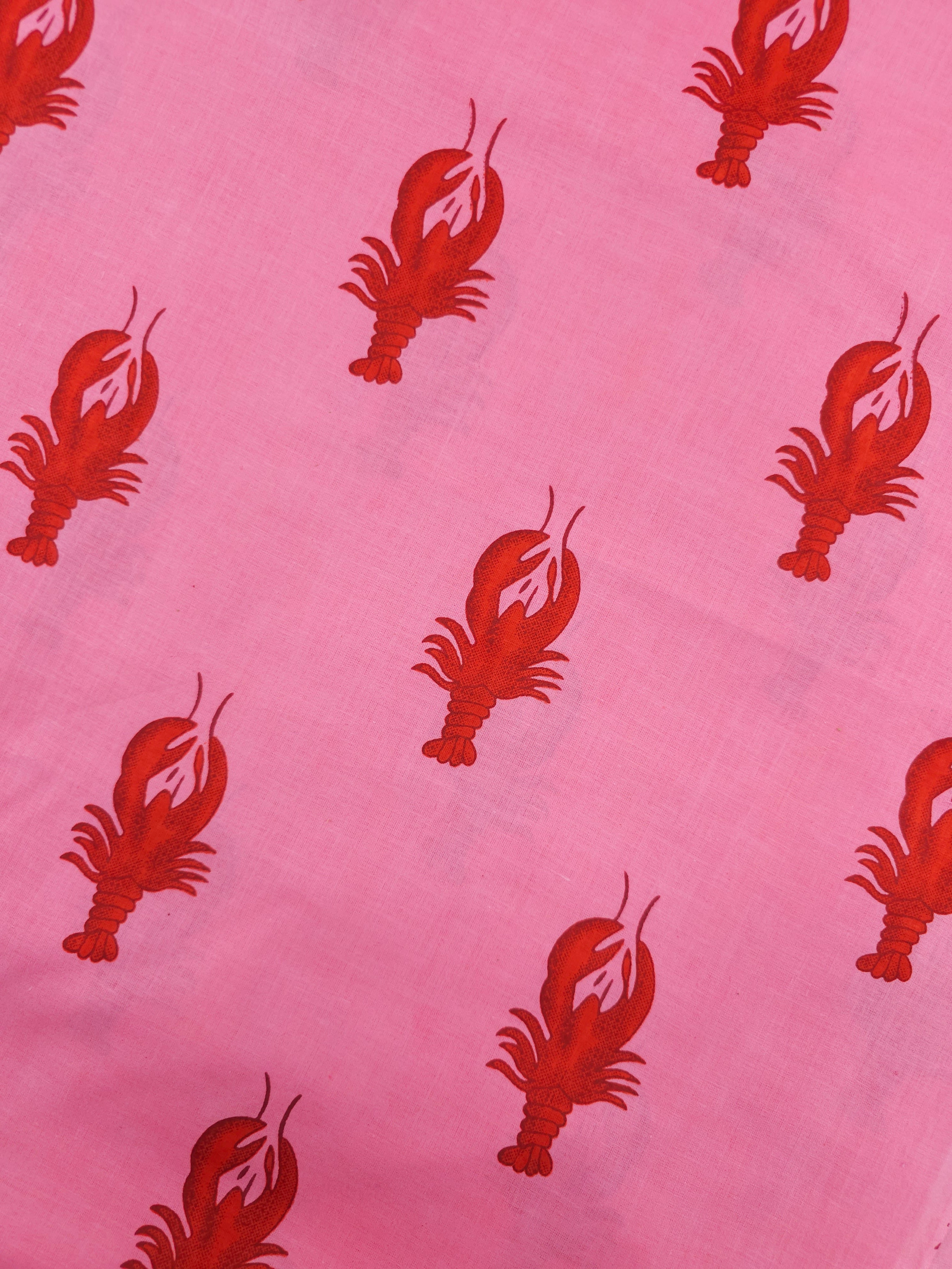 Pink/Red Lobster Cambric Cotton *DEFECT*