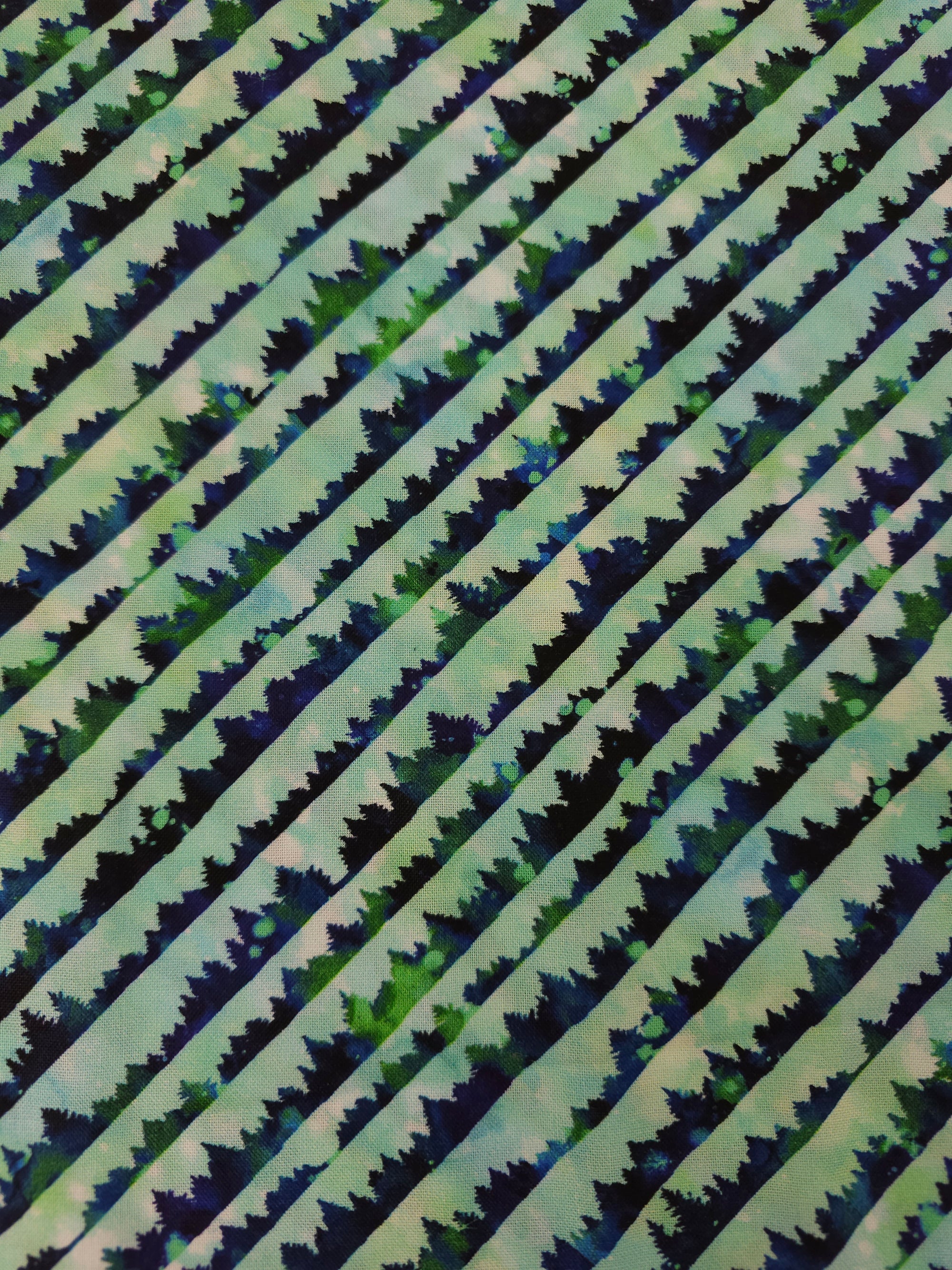 Green Tree Forest Stripe 100% Cotton