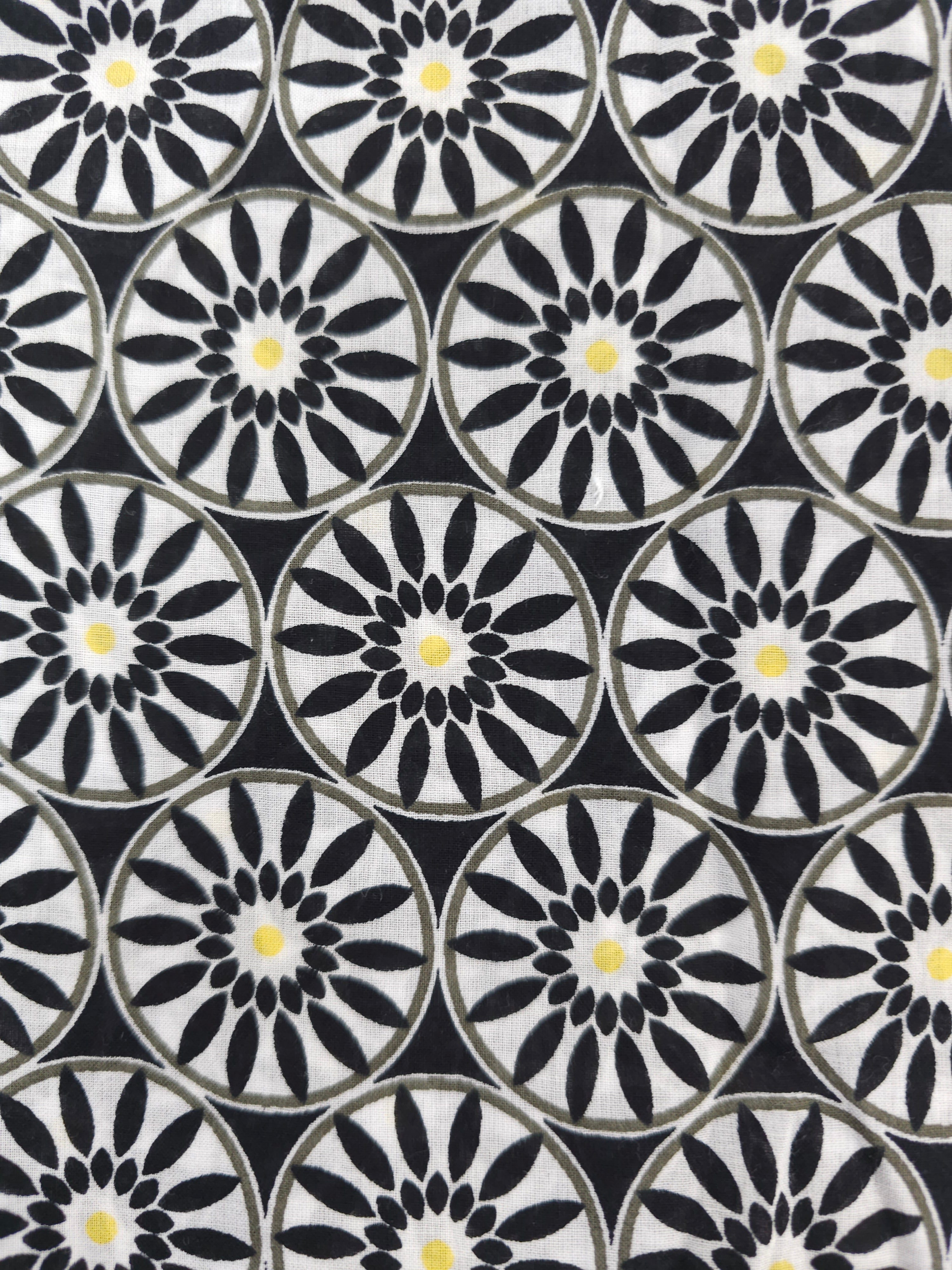 Black circle with flower Viscose- 1.5m piece