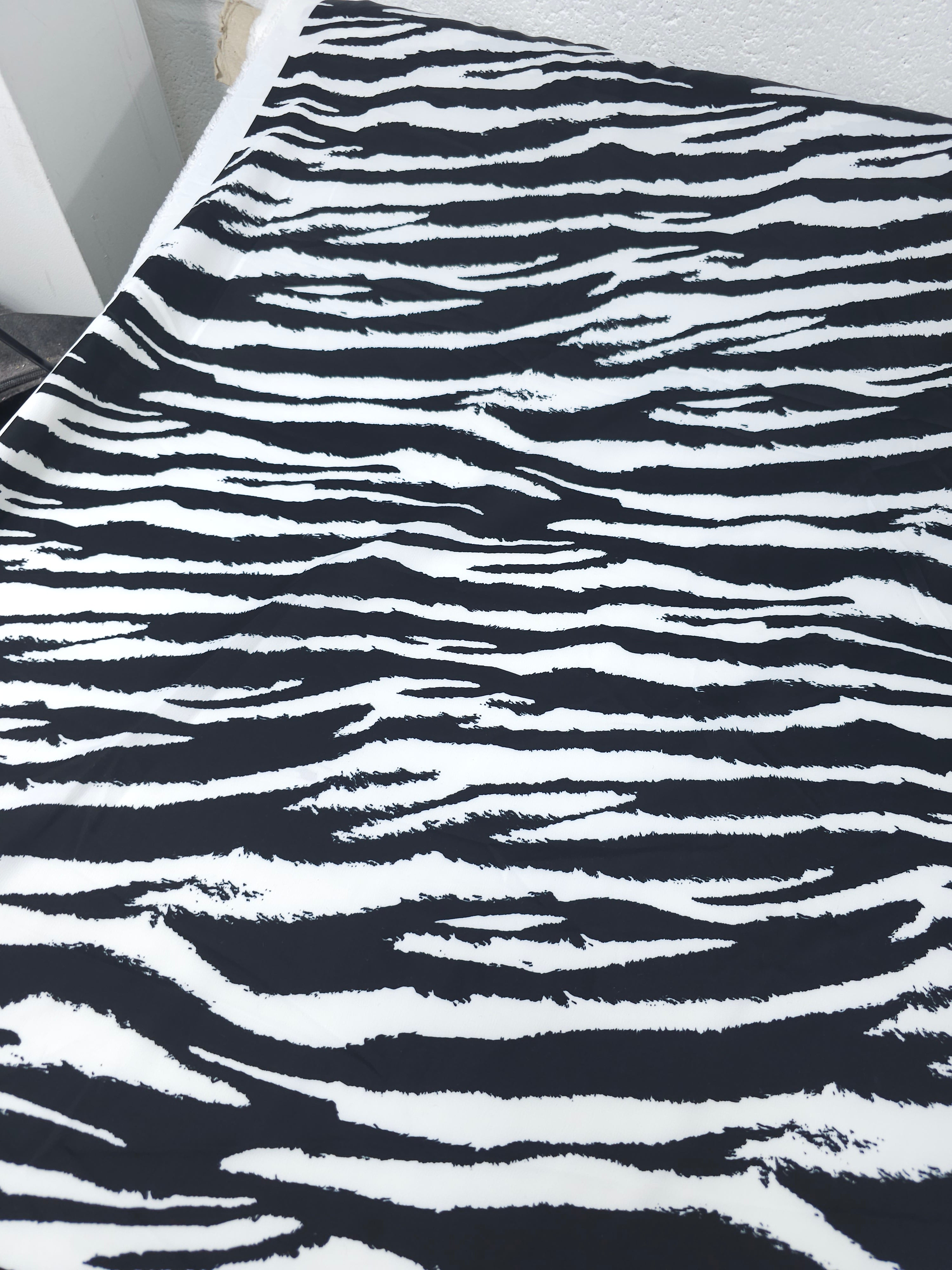 Zebra Stripe Satin Backed Viscose Crepe