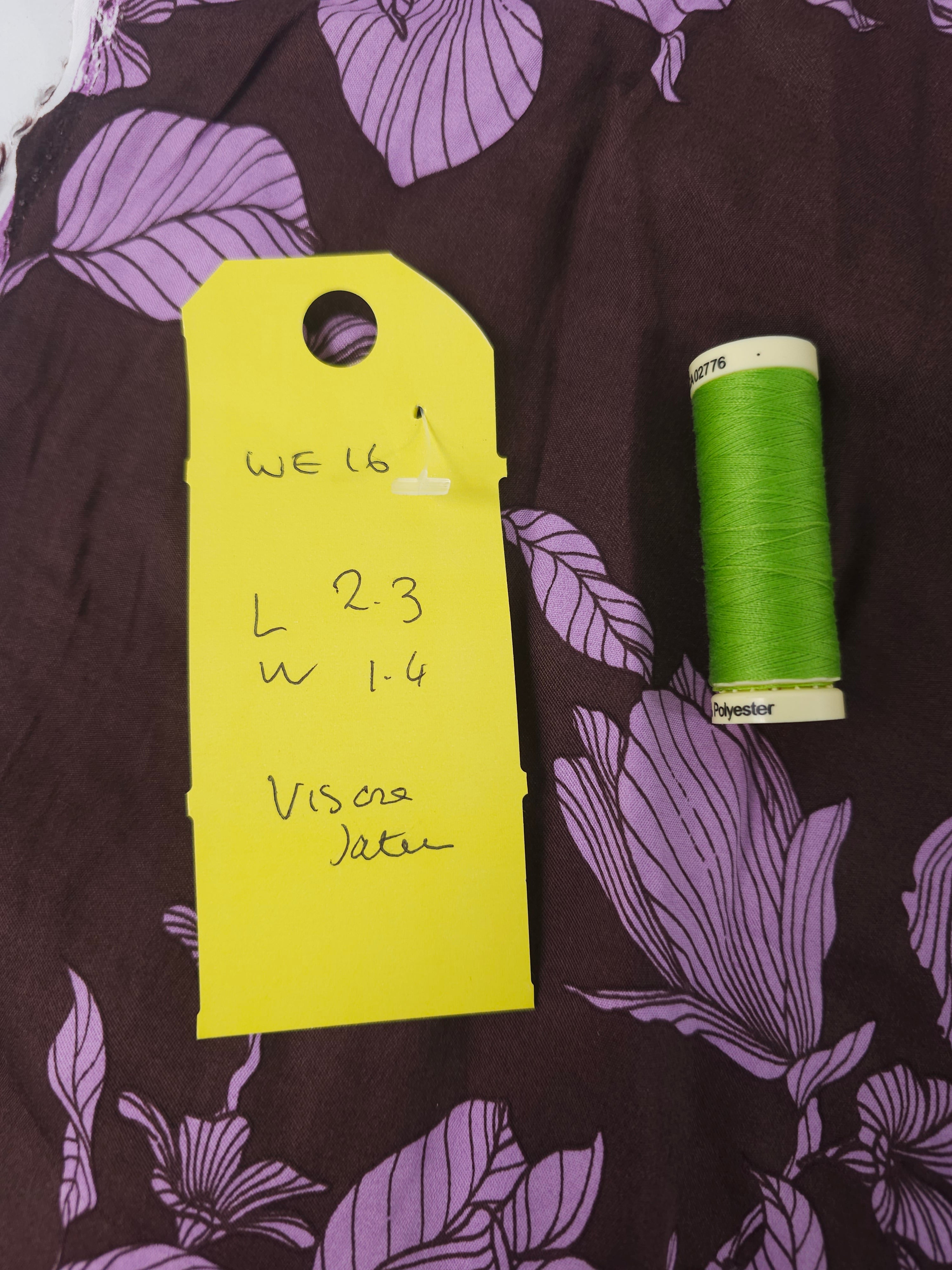 Brown pink flower Viscose satin- 2.3m piece