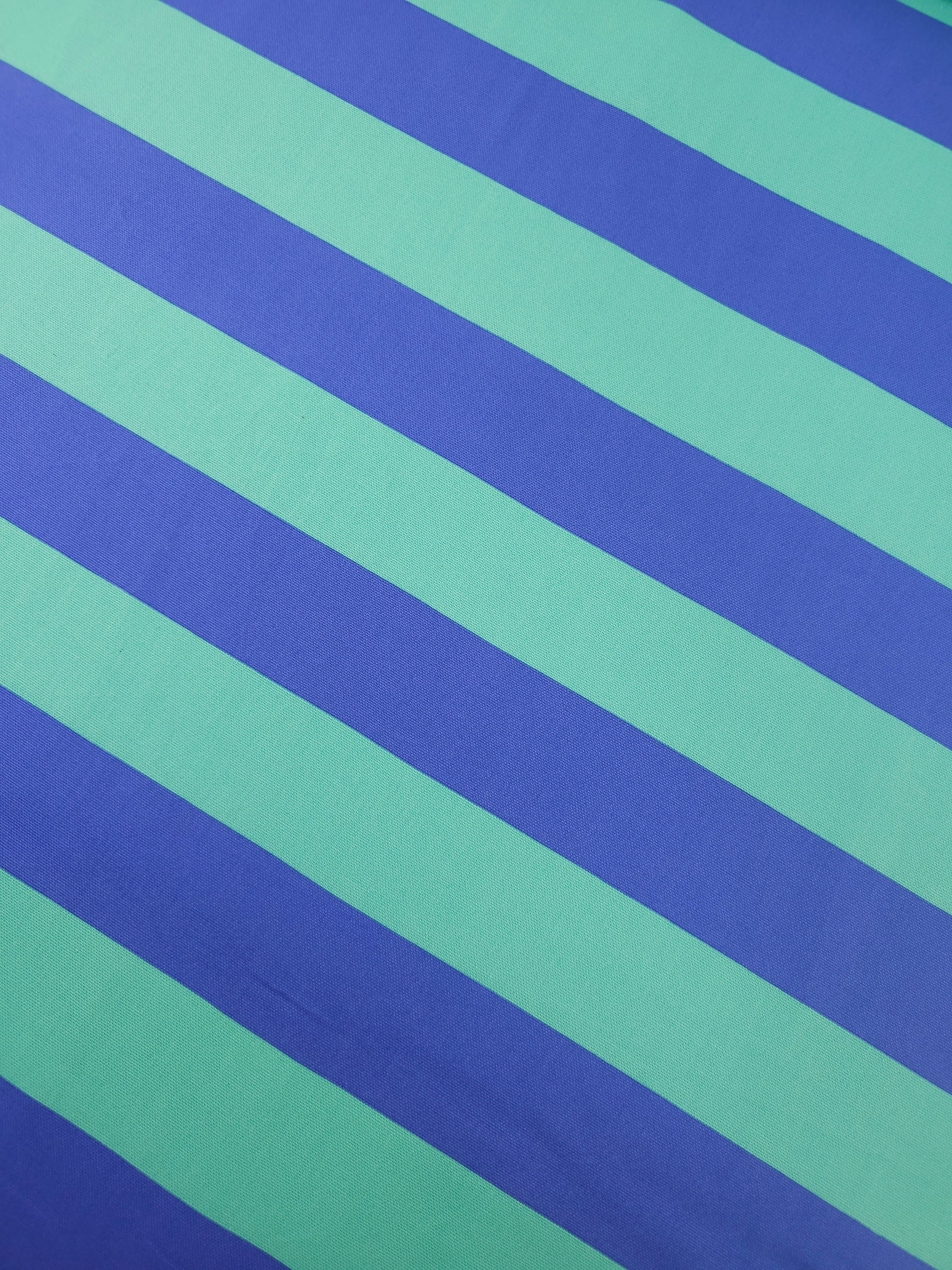 Mint/Periwinkle Blue Block Stripe Lightweight Canvas Cotton