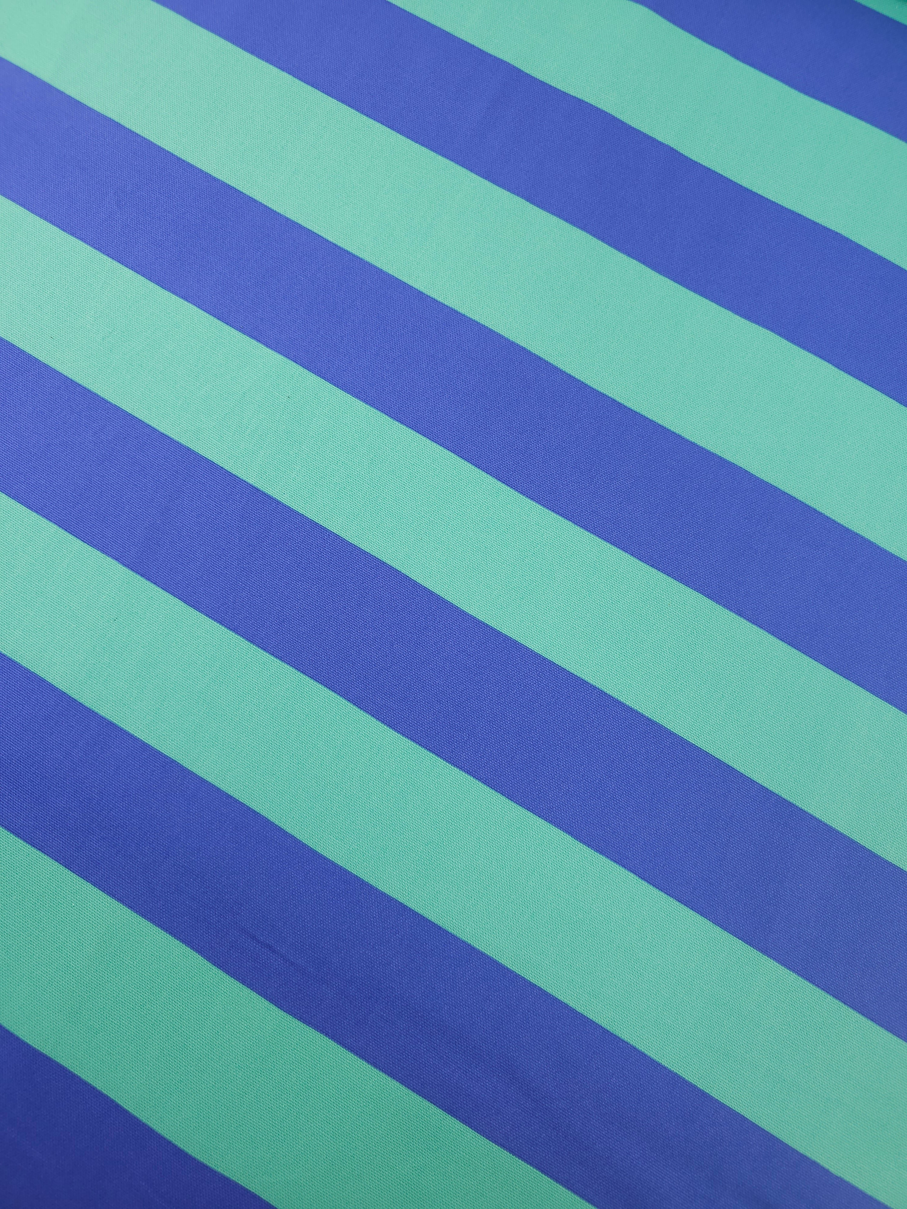 Mint/Periwinkle Blue Block Stripe Lightweight Canvas Cotton