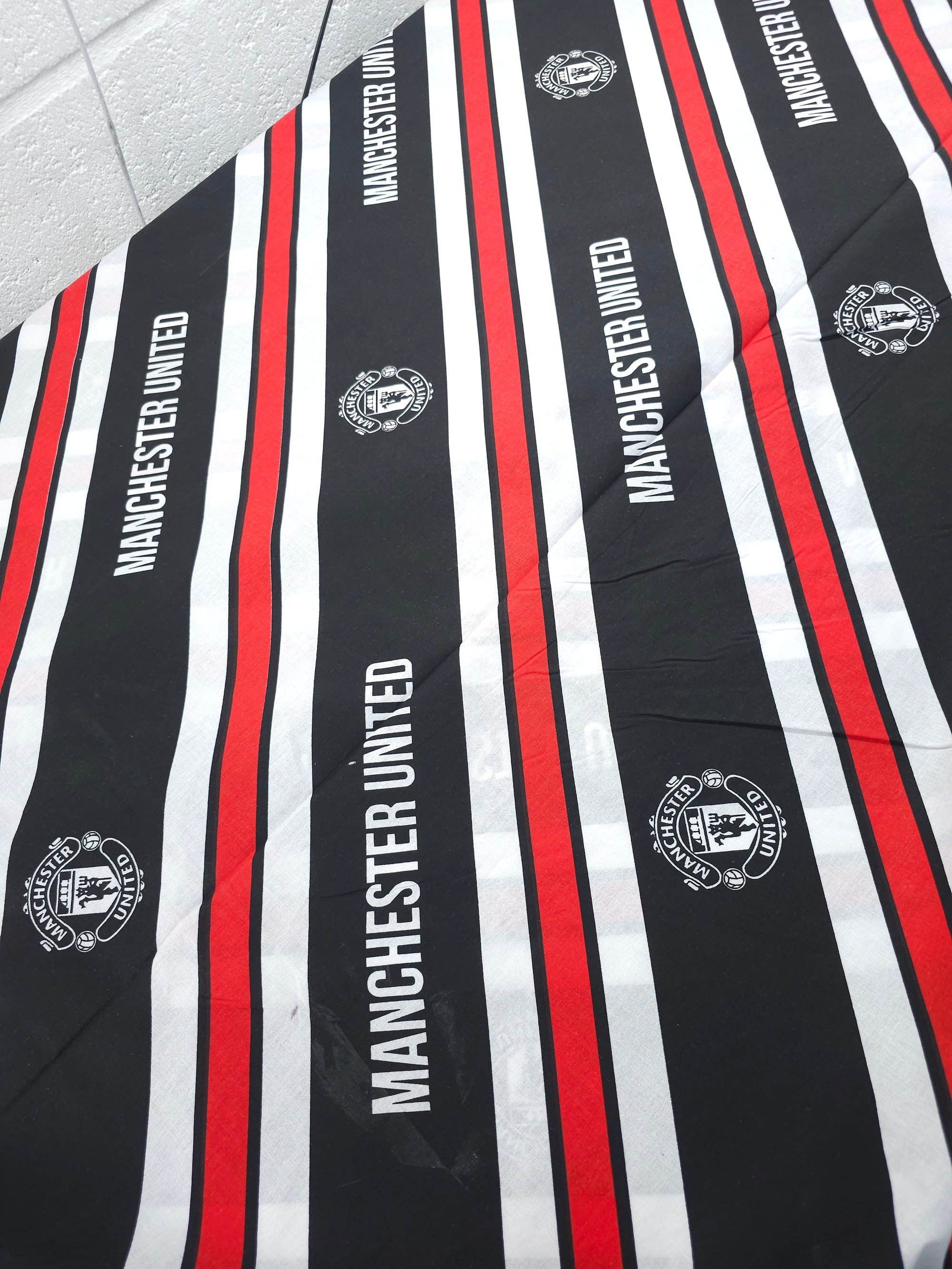 Manchester United FC Emblem Stripe 100% Cotton Football Fabric 82" *EXTRA WIDE*