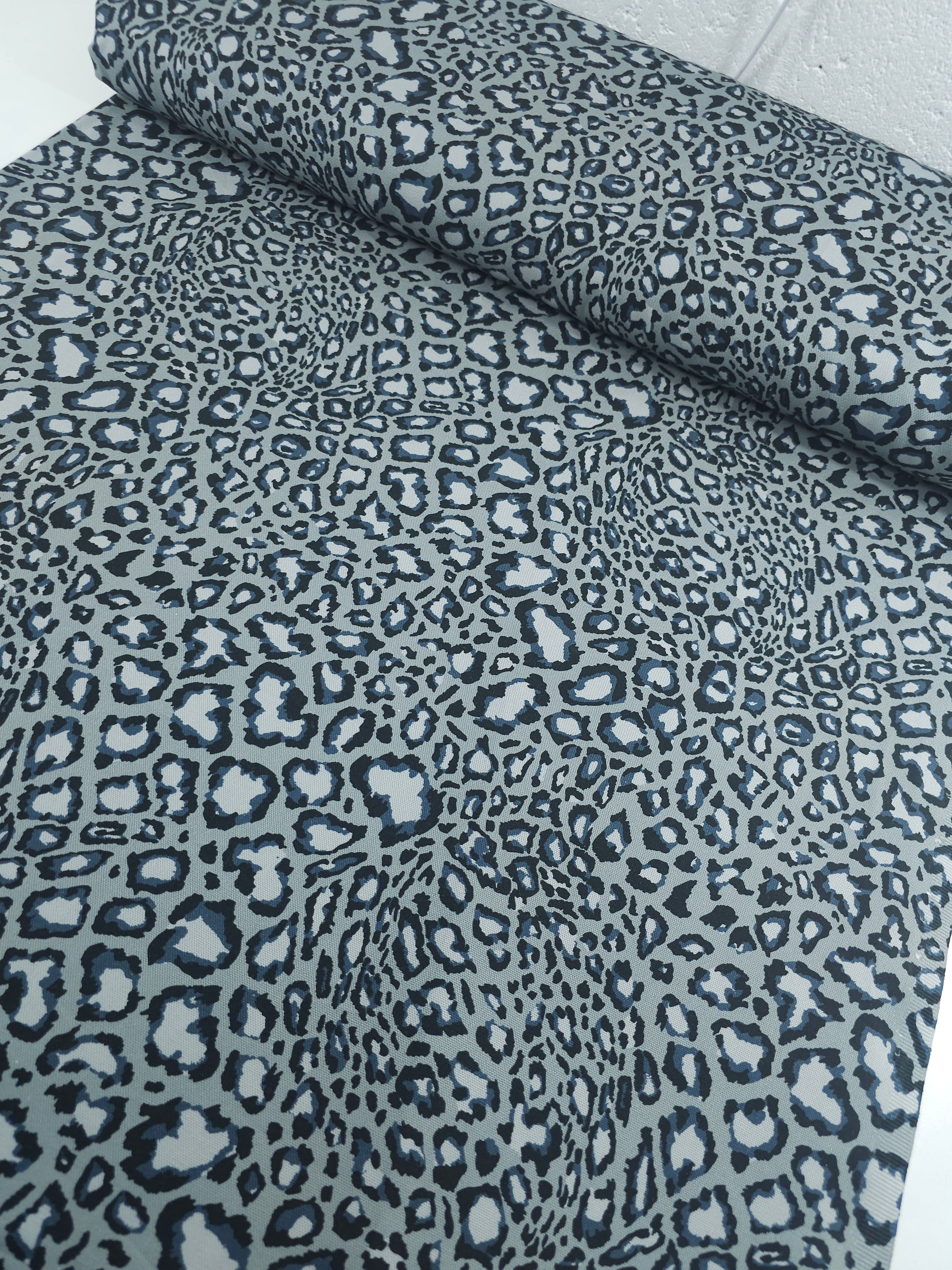 Bluey Grey Irregular Leopard Canvas Cotton
