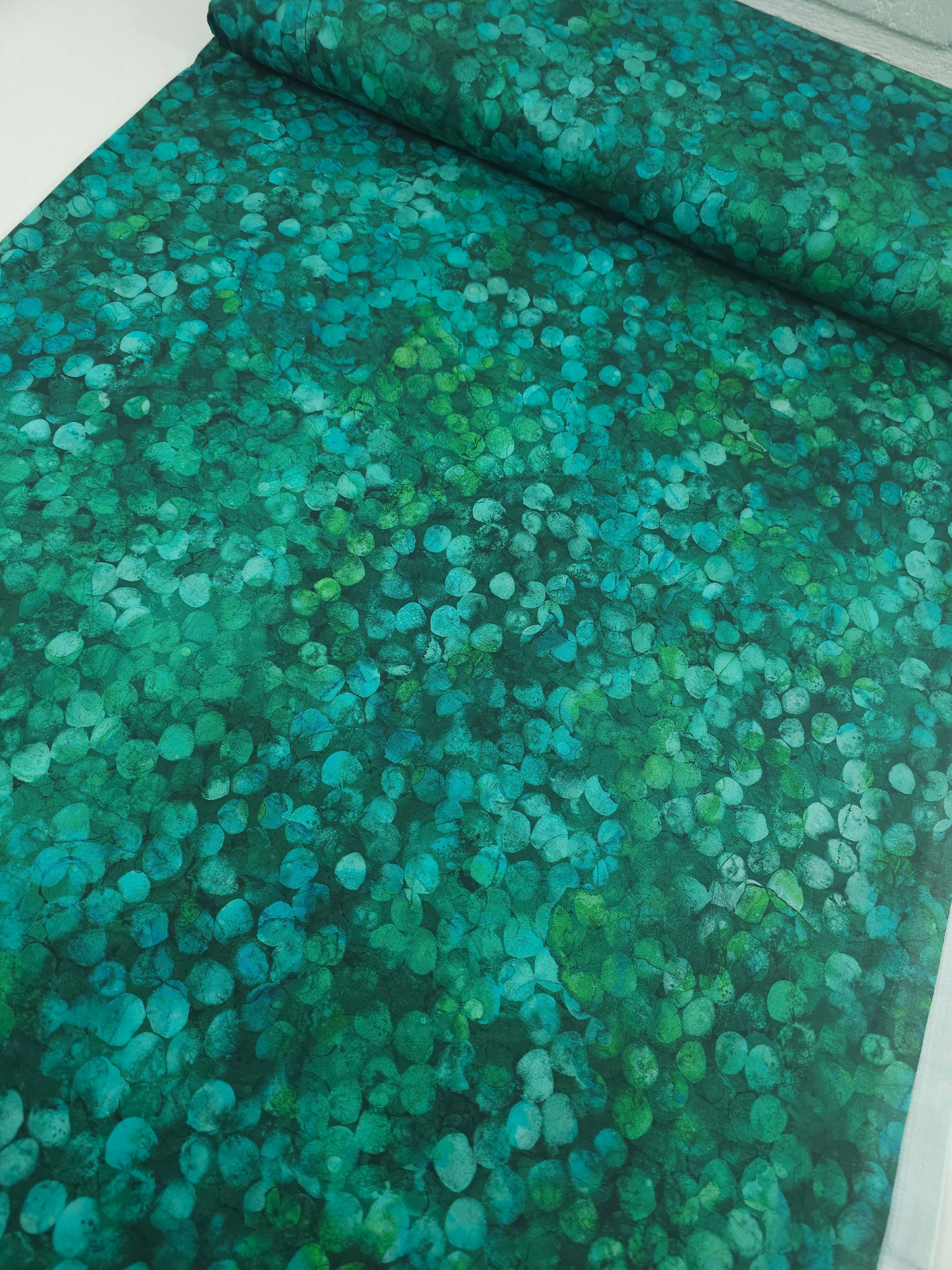 Teal/Green Confetti Petals 100% Cotton