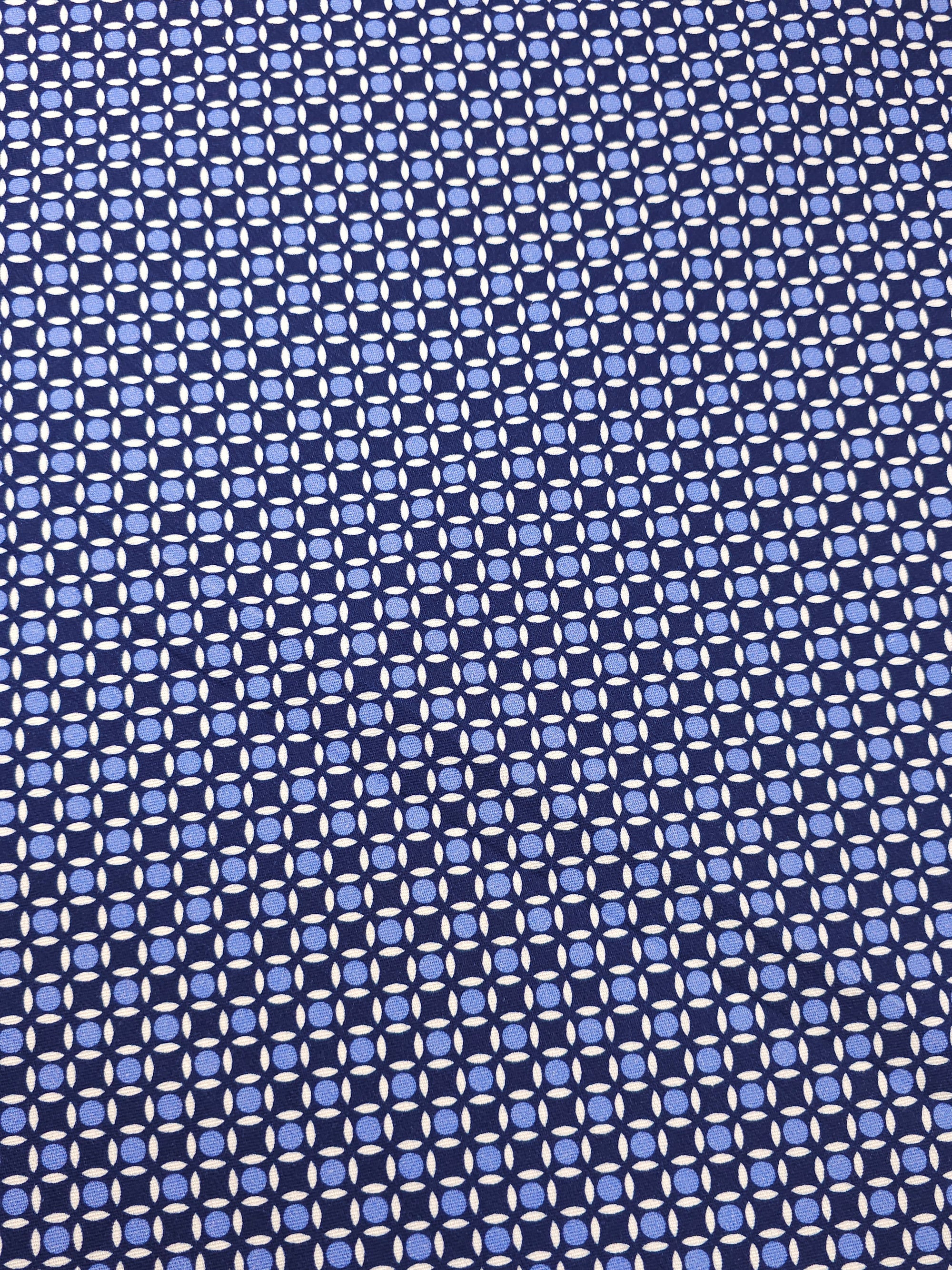 Lavender Blue/Navy Abstract Circle Brushed Cotton Twill