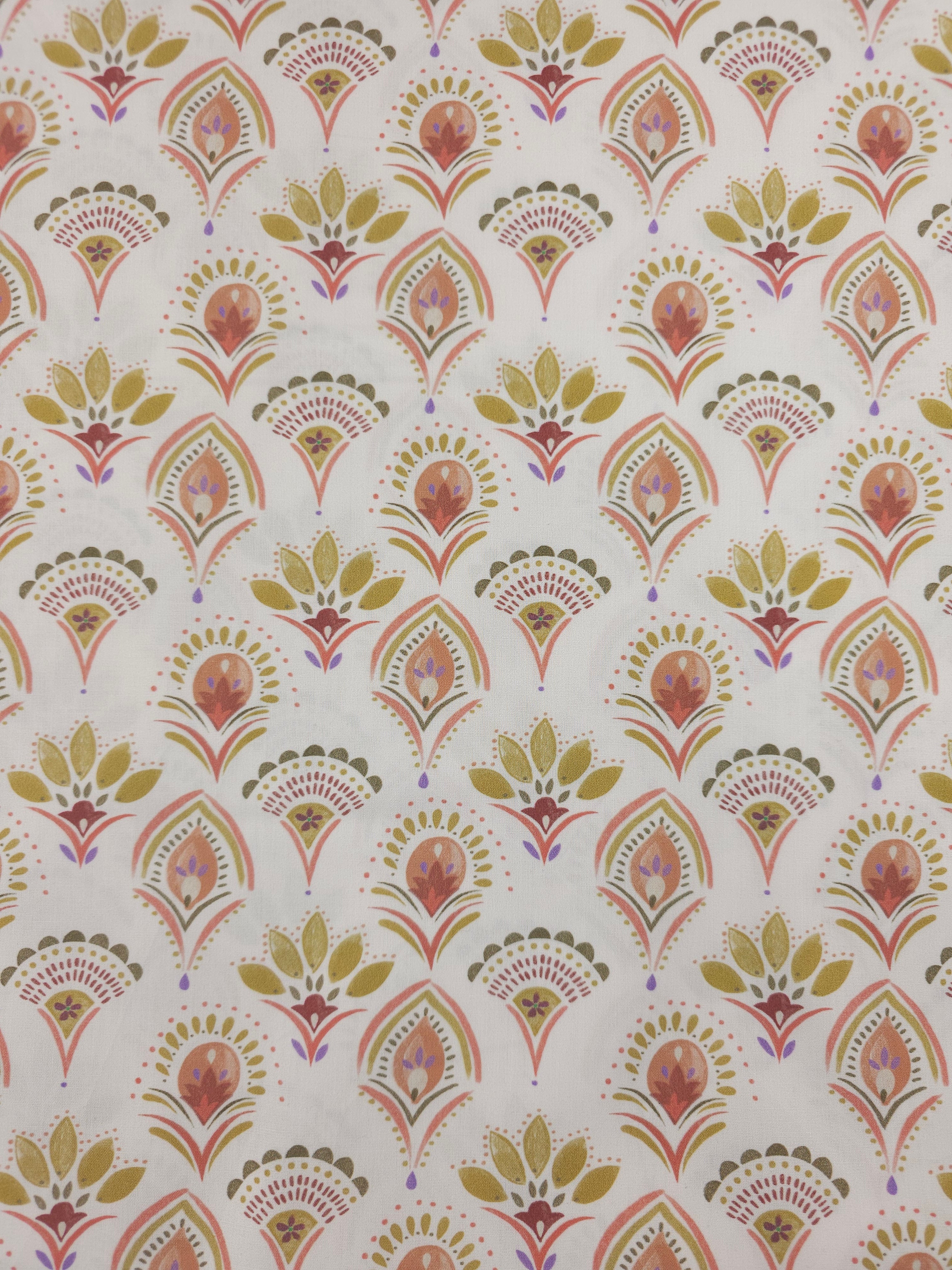 Ivory Abstract Petal Scallop 100% Cotton 57"