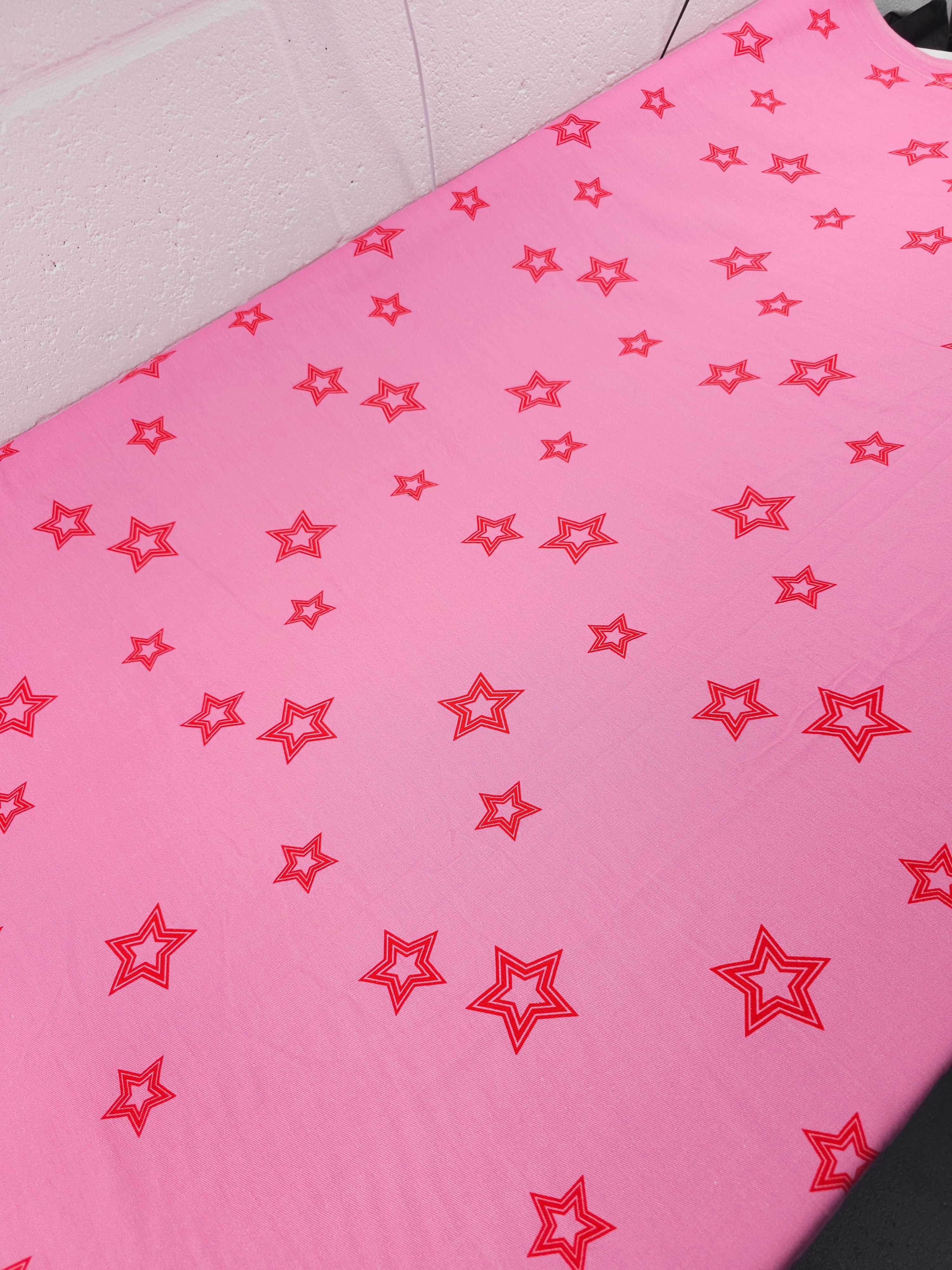 Pink/Red Star Mediumweight Cotton