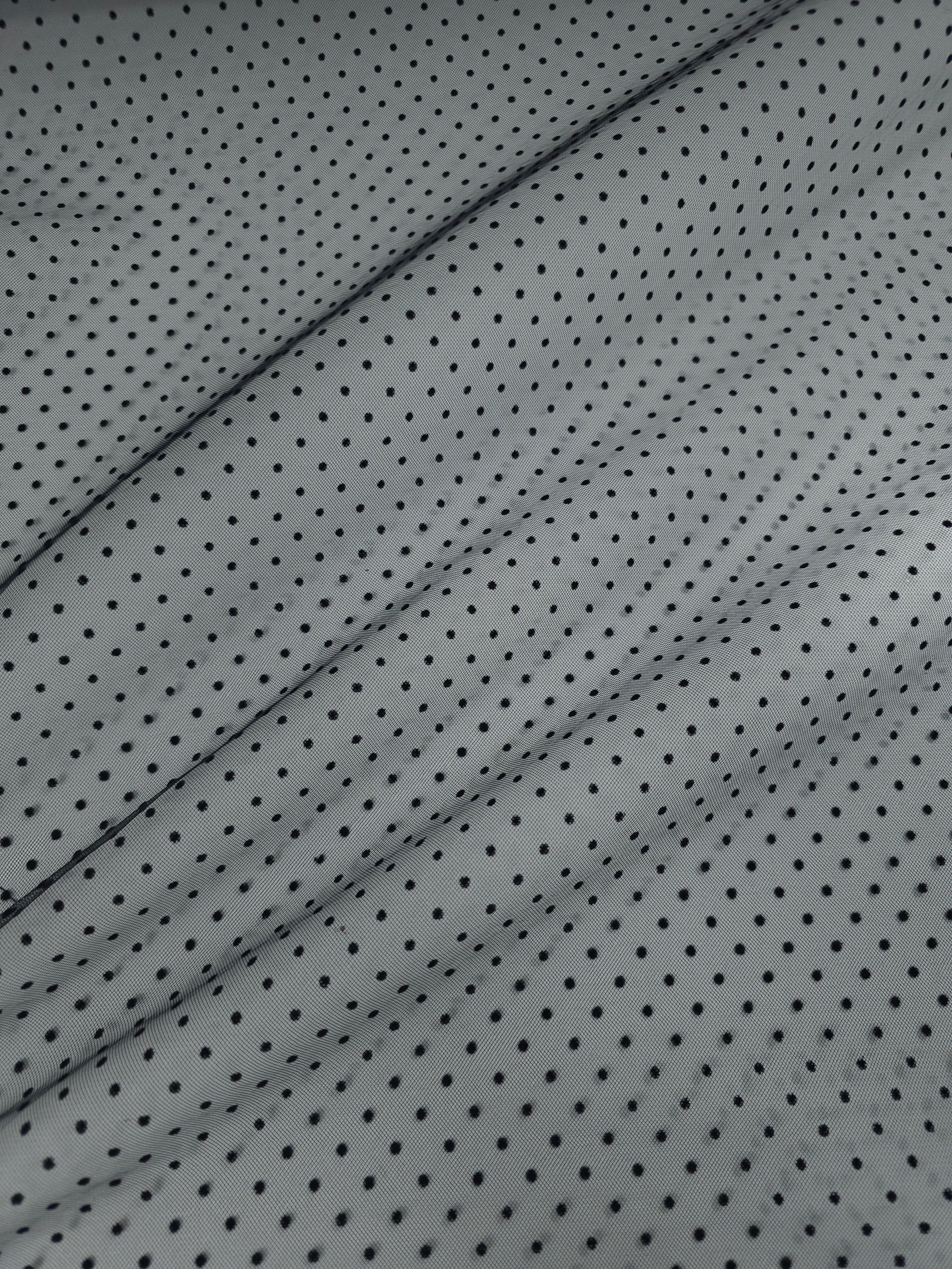 Black Mini Velvet Polka Net