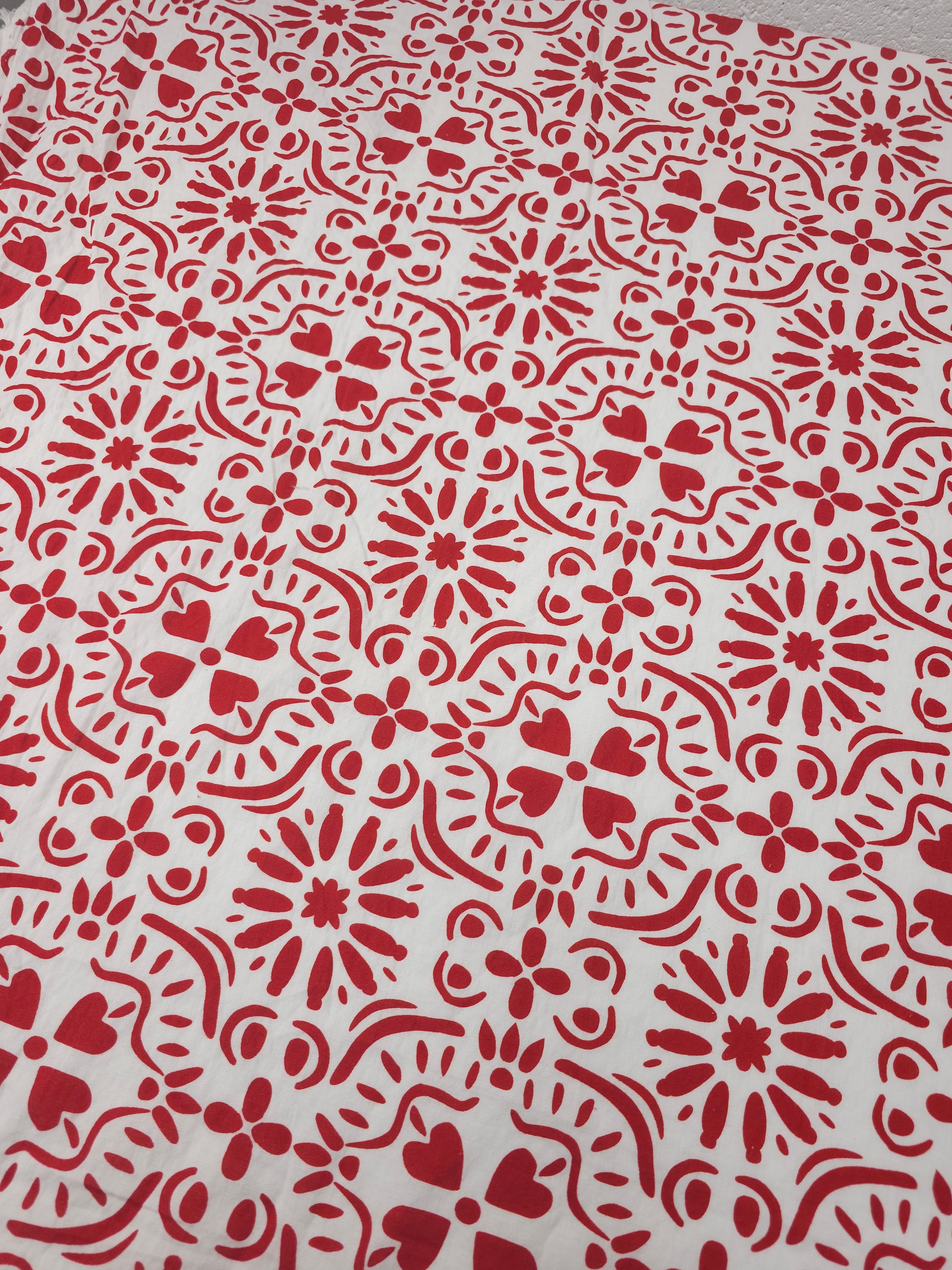 Red/White Heart Tapestry Cotton Modal
