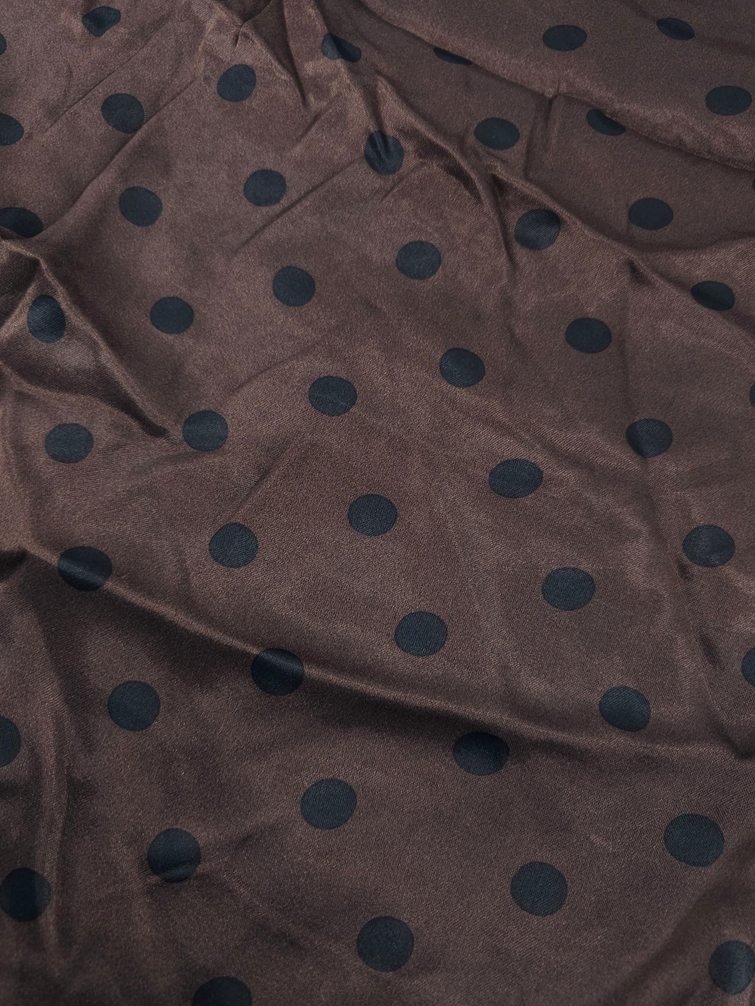 Brown polka Viscose satin - 1.7m piece