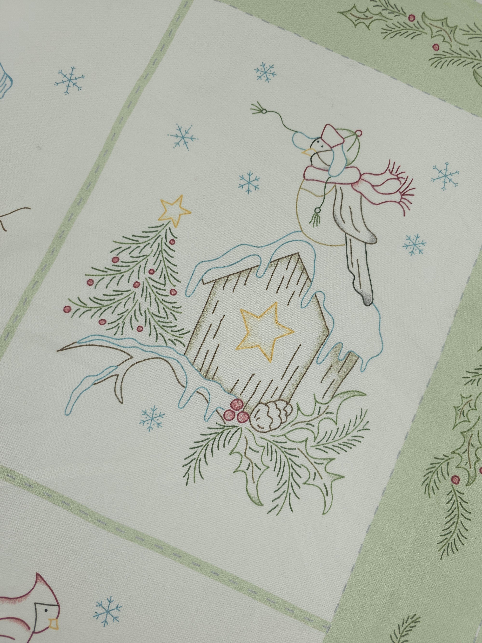 Christmas Song Bird 100% Cotton - 60cm Panel