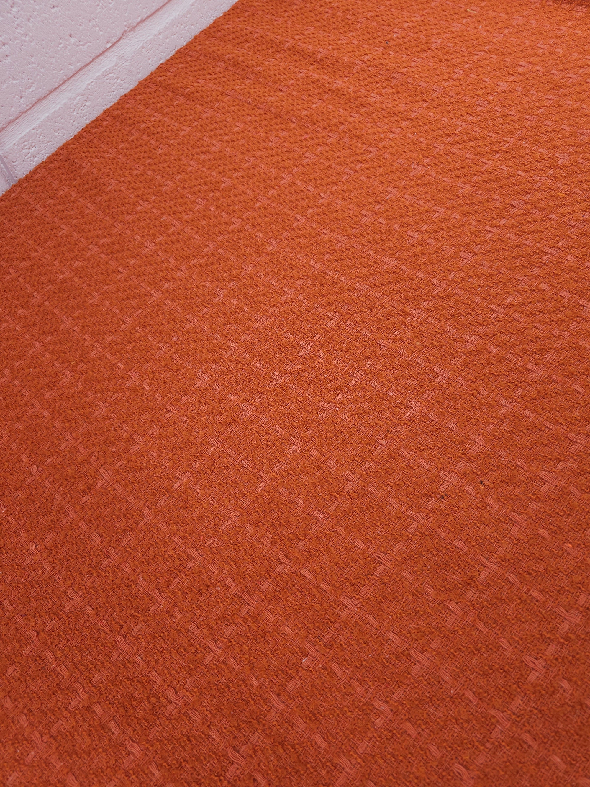 Orange/Coral Square Check Boucle