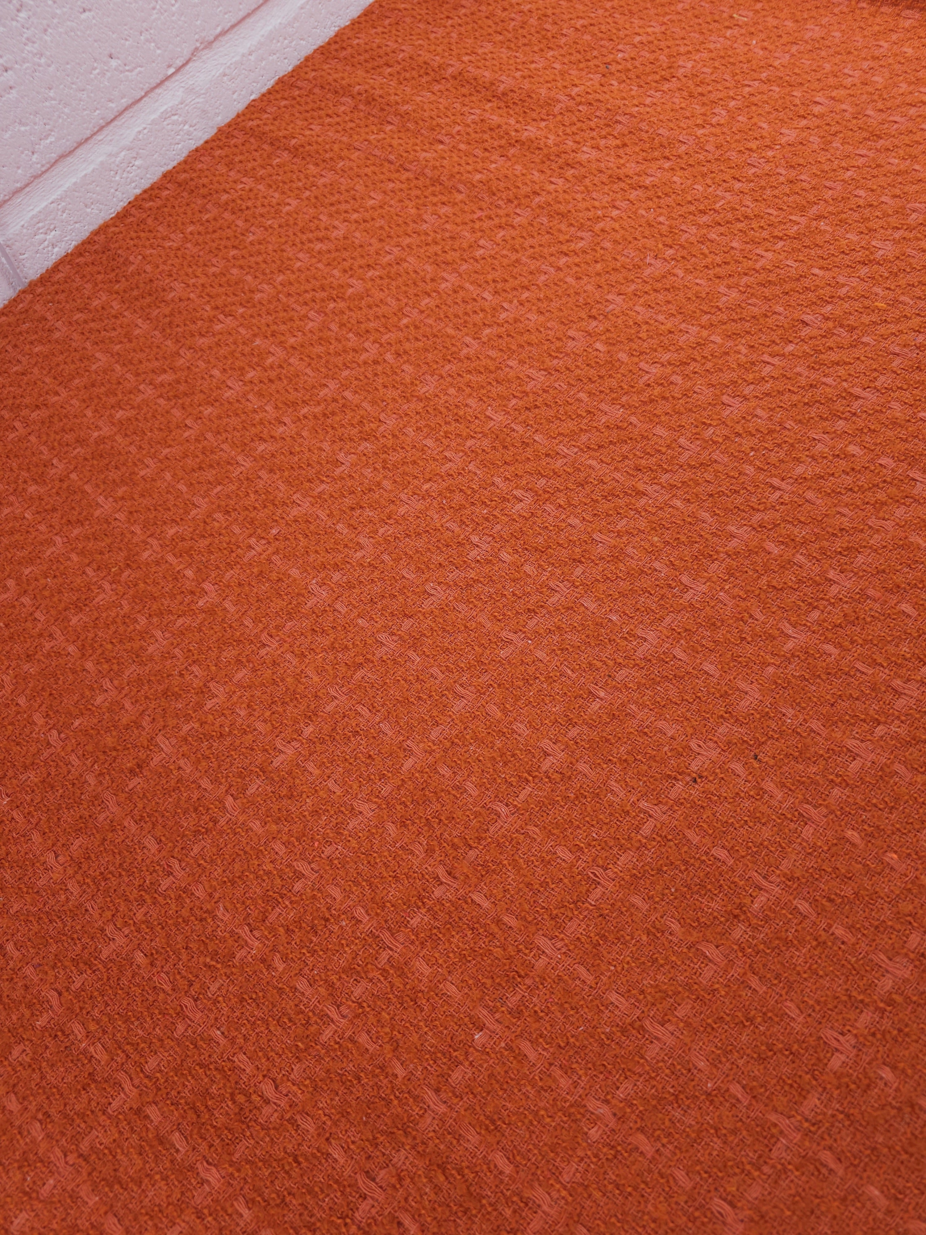 Orange/Coral Square Check Boucle