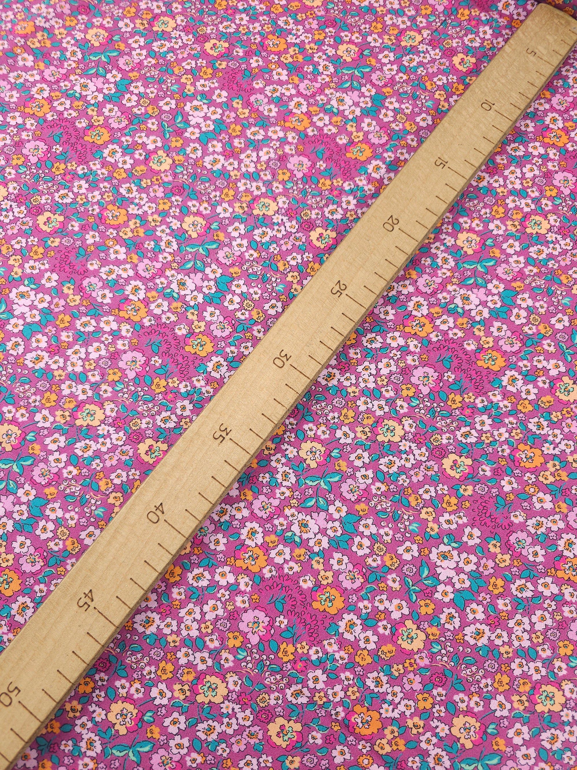 Magenta/Orange Floral Fusion 100% Cotton 57"
