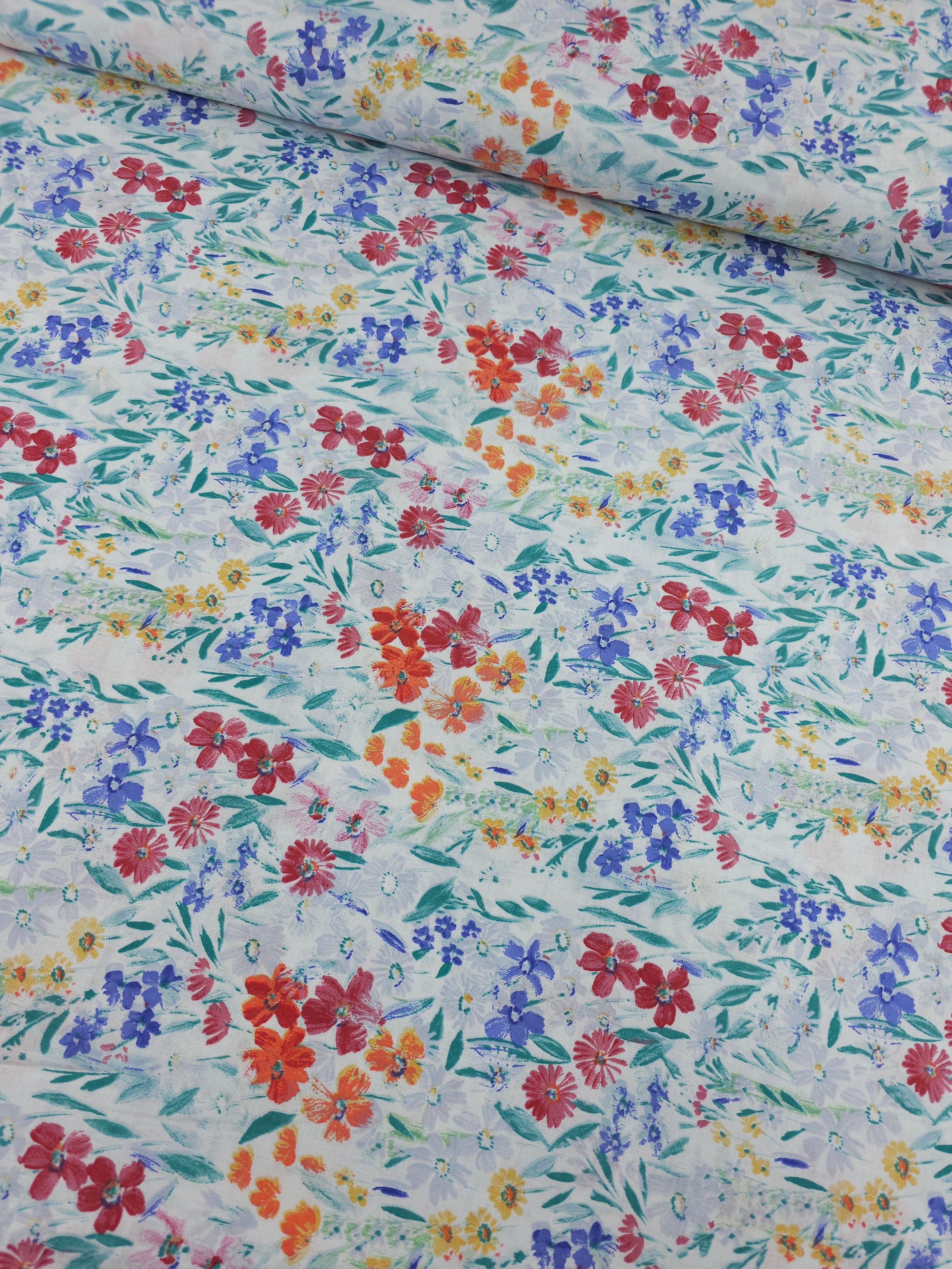 Watercolour Mini Floral Meadow 100% Cotton 110"