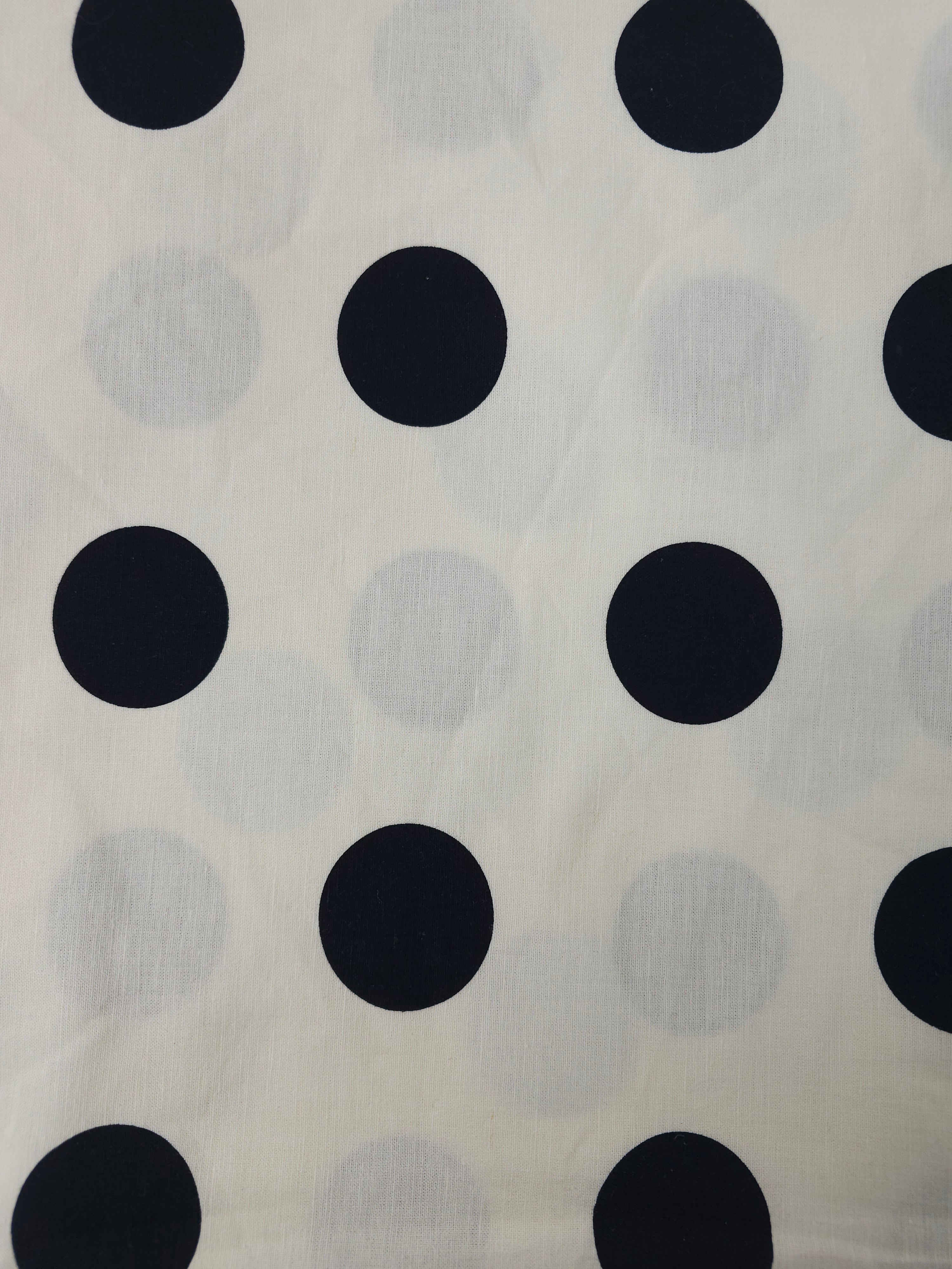 Off white polka Polycotton- 1.3m piece