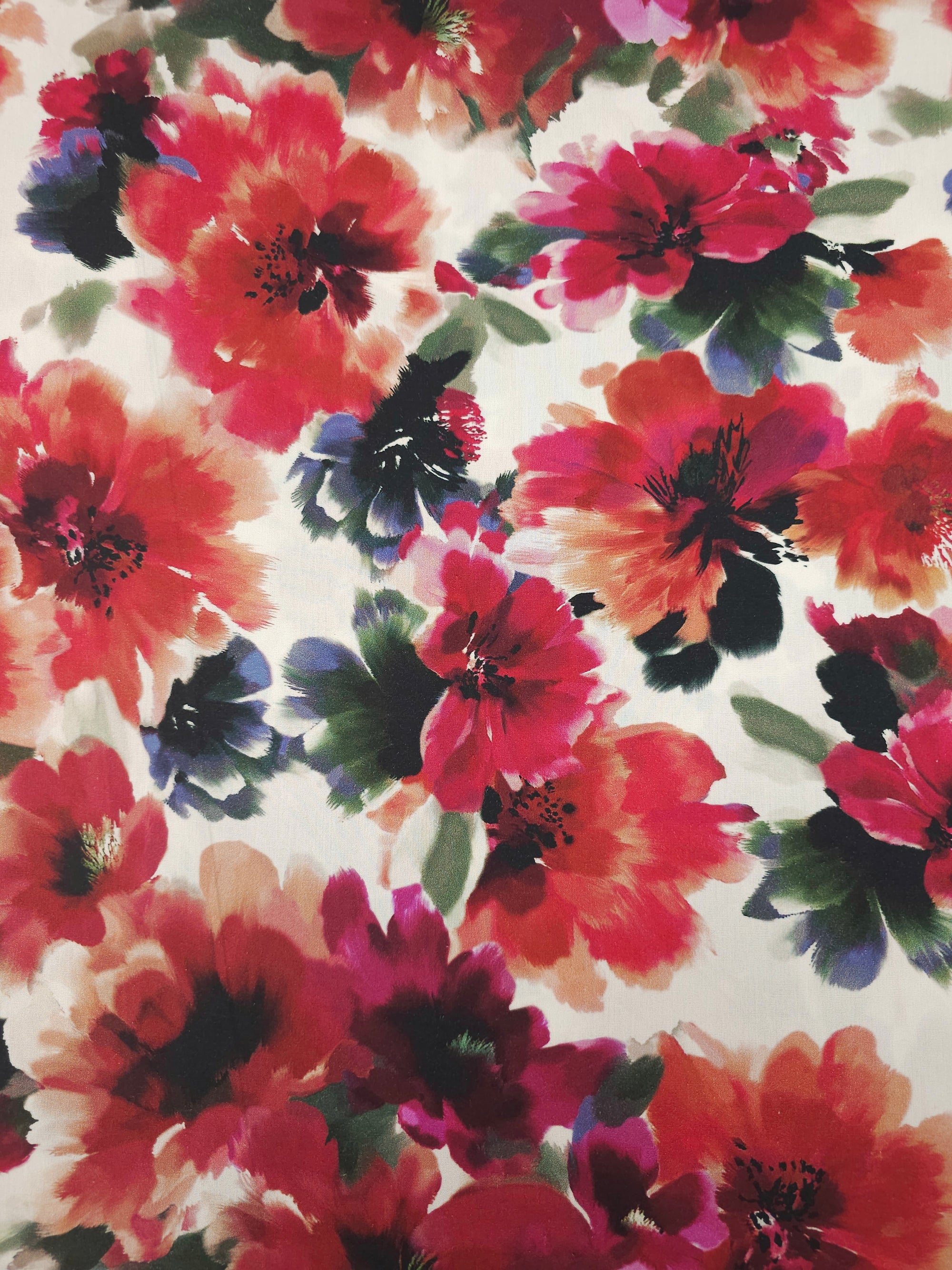 Red/Hot Pink Blur Floral Cotton Viscose 60"