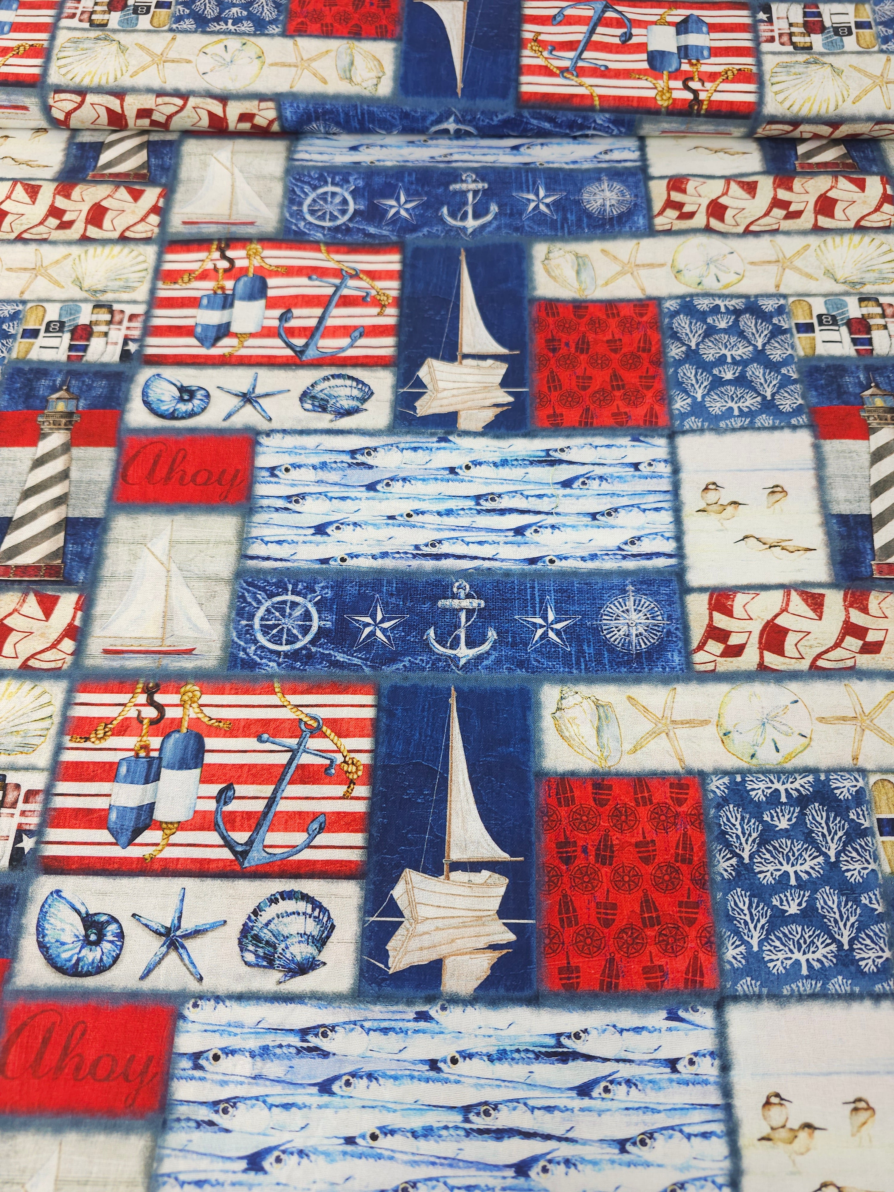 Nautical Shoreline Frames 100% Cotton - Robert Kaufman