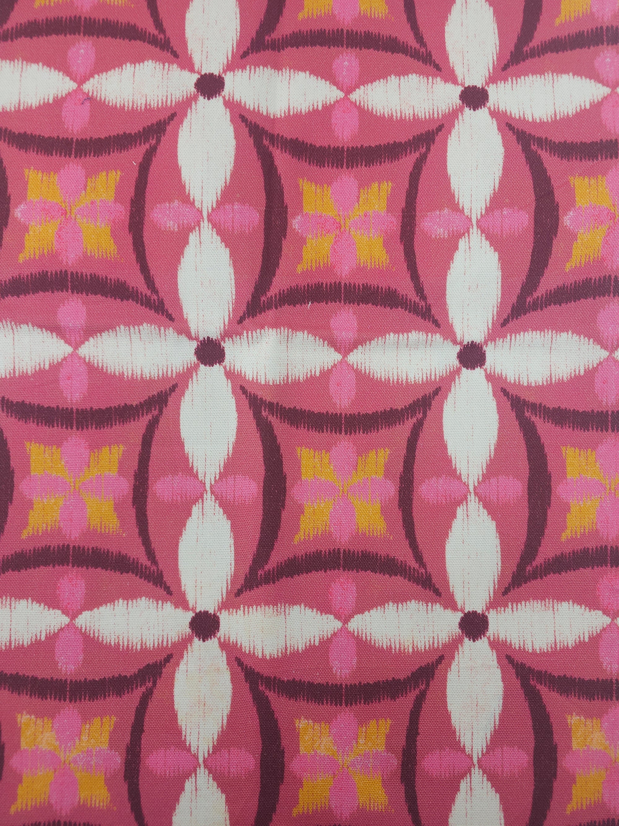 Repeated pink flower Cotton canvas- 1.2m piece