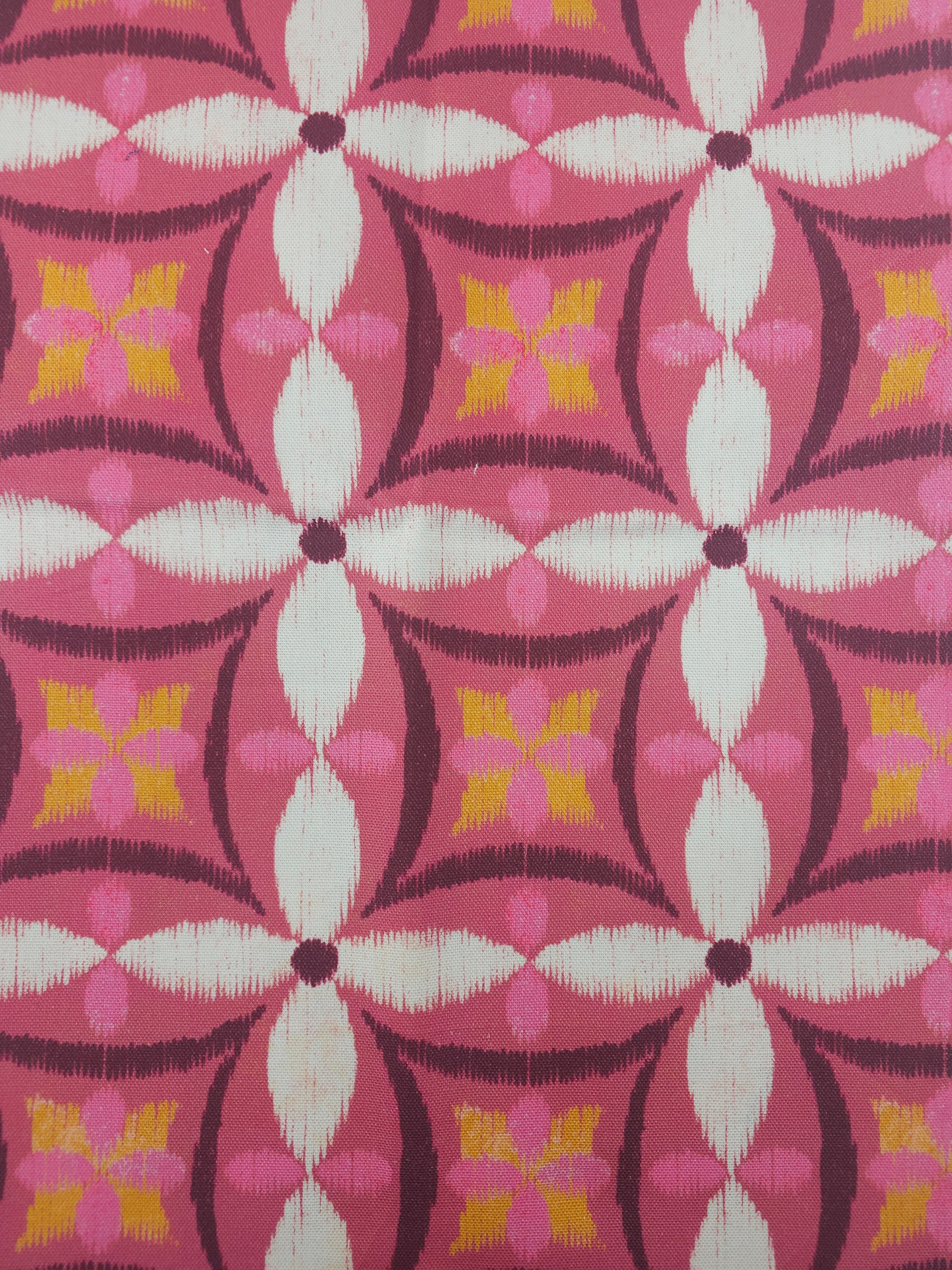 Repeated pink flower Cotton canvas- 1.2m piece