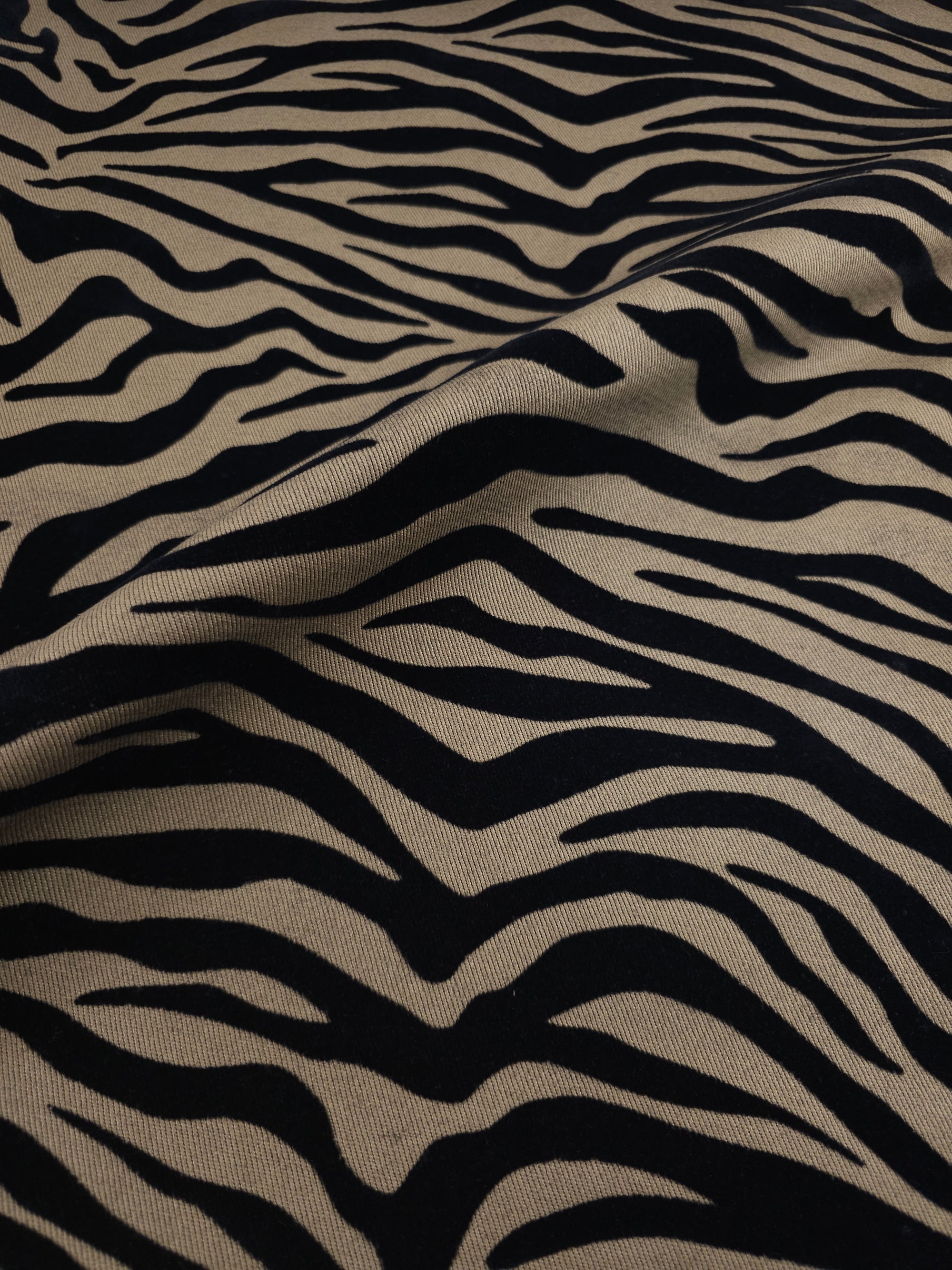 Tan Beige/Black Zebra Velvet Burnout Denim