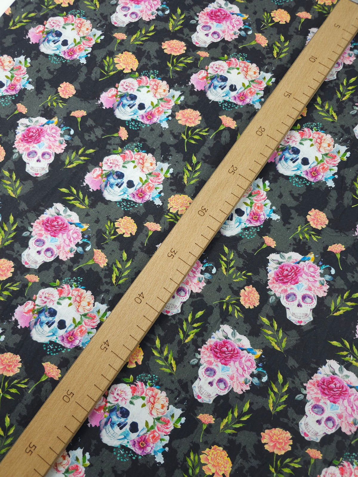 Flower Crown Skulls 100% Cotton - Joann