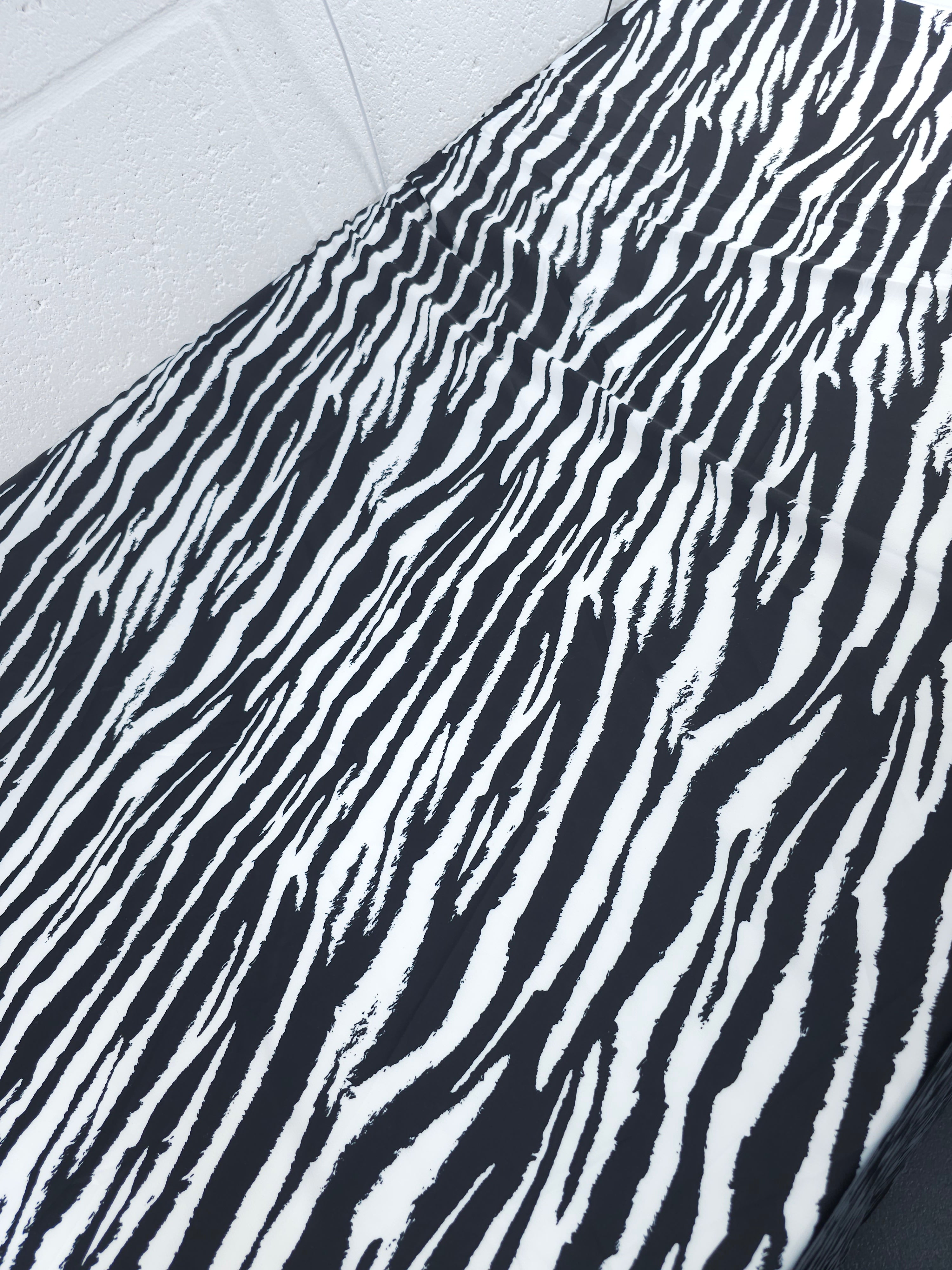 Zebra Stripe Satin Backed Viscose Crepe
