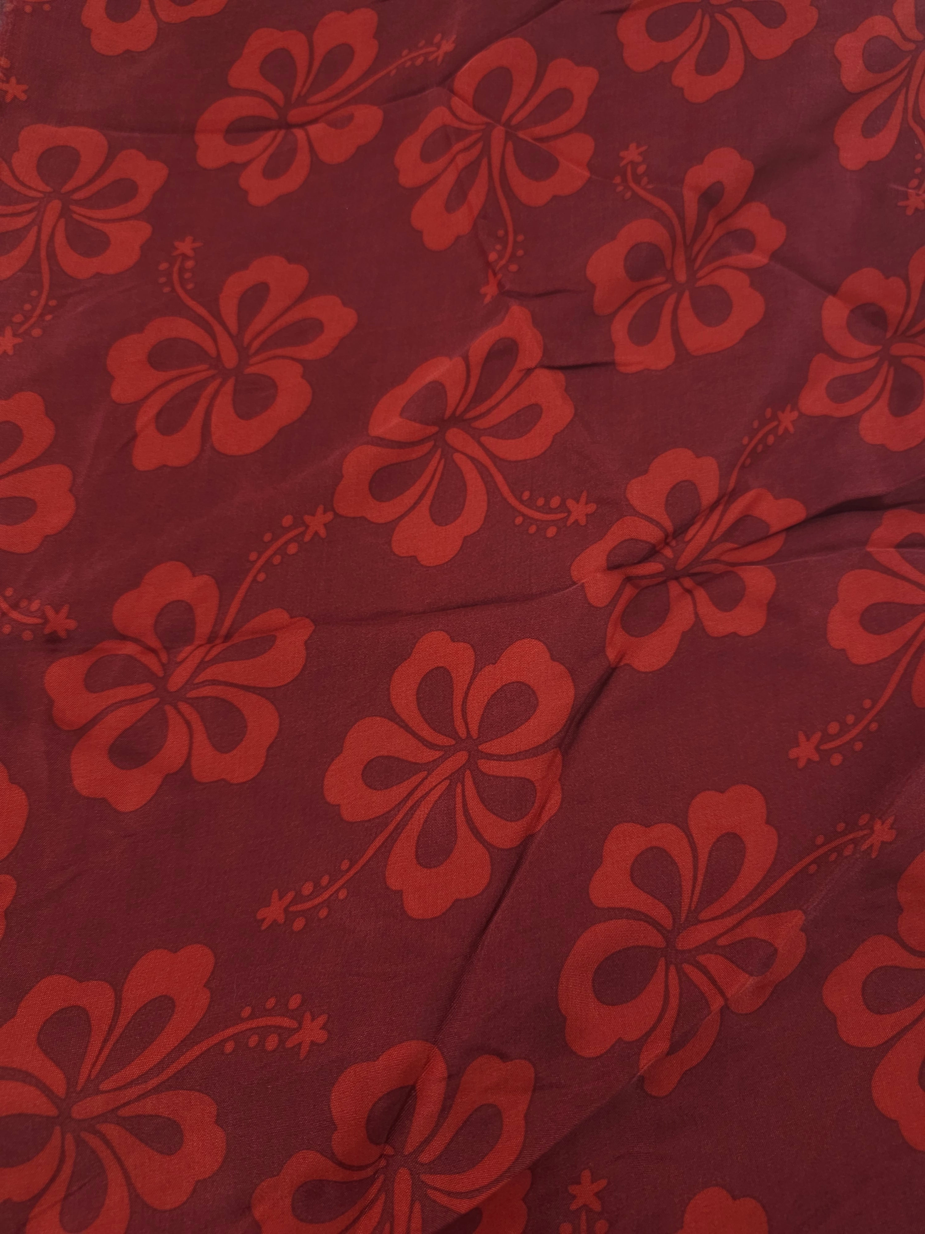Red hibiscus Viscose sateen- 1.4m piece