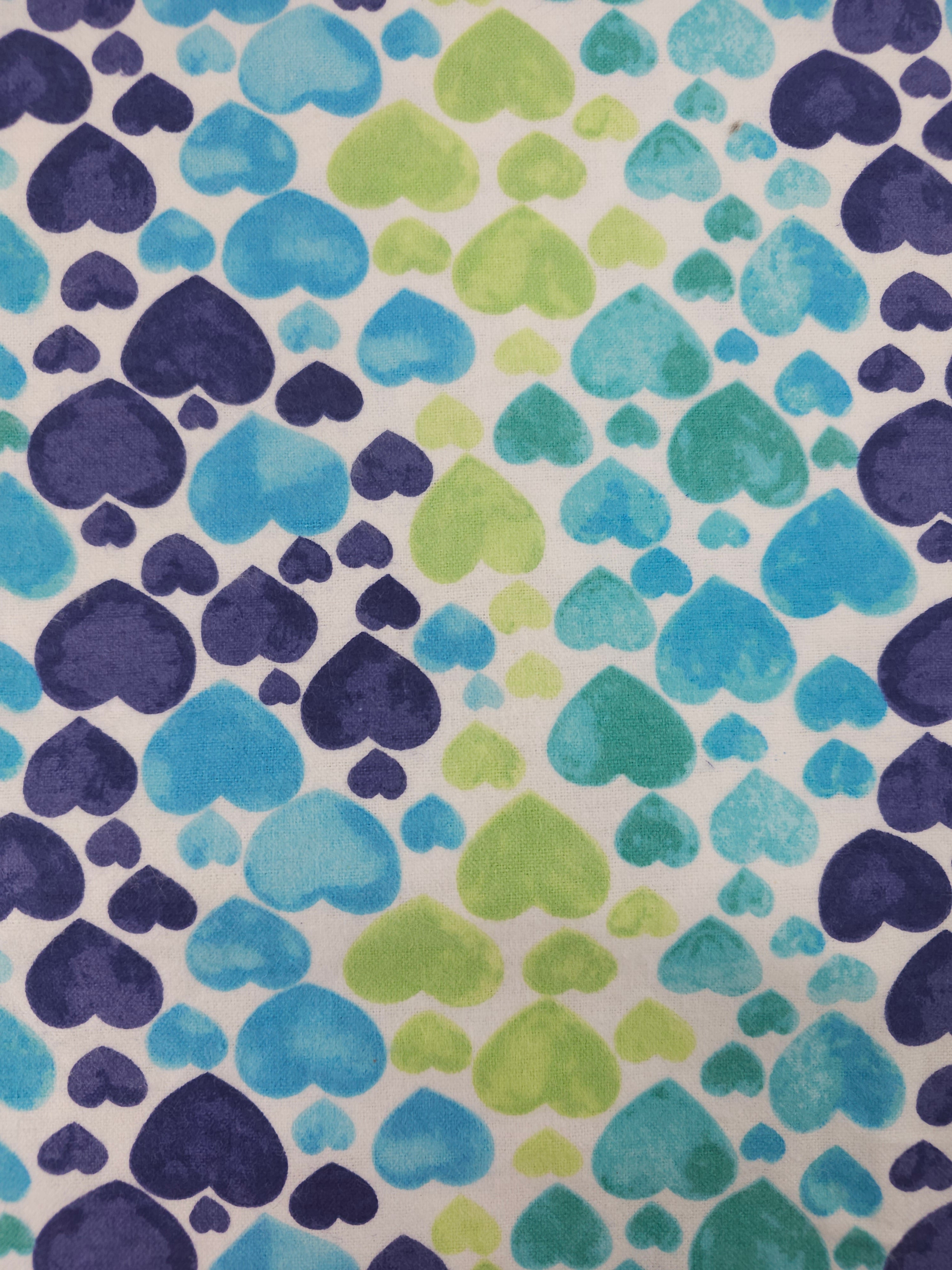 Blue/Green Heart Wave Lightweight Flannel Cotton