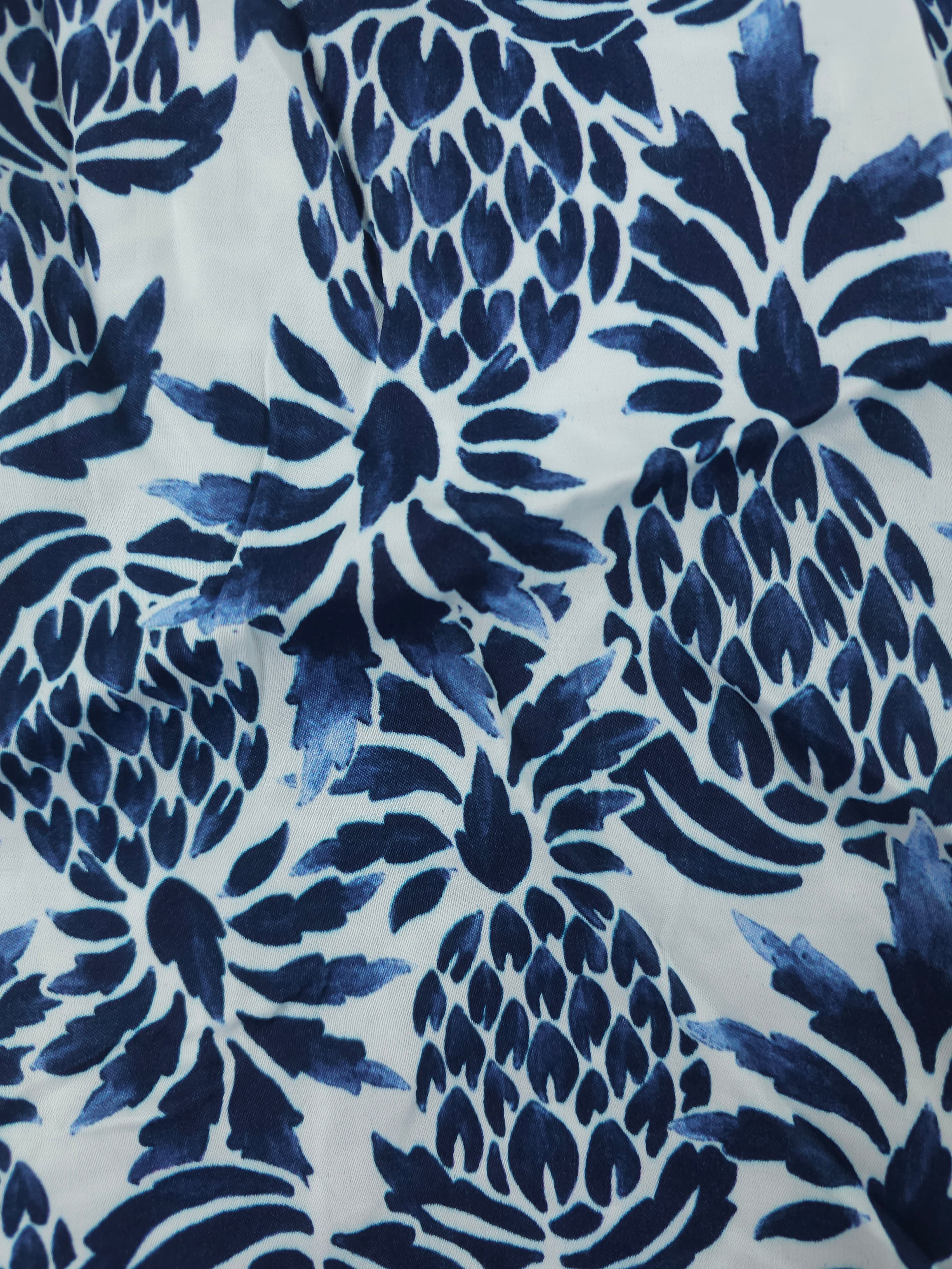 Blue pineapples Viscose sateen- 2.2m piece