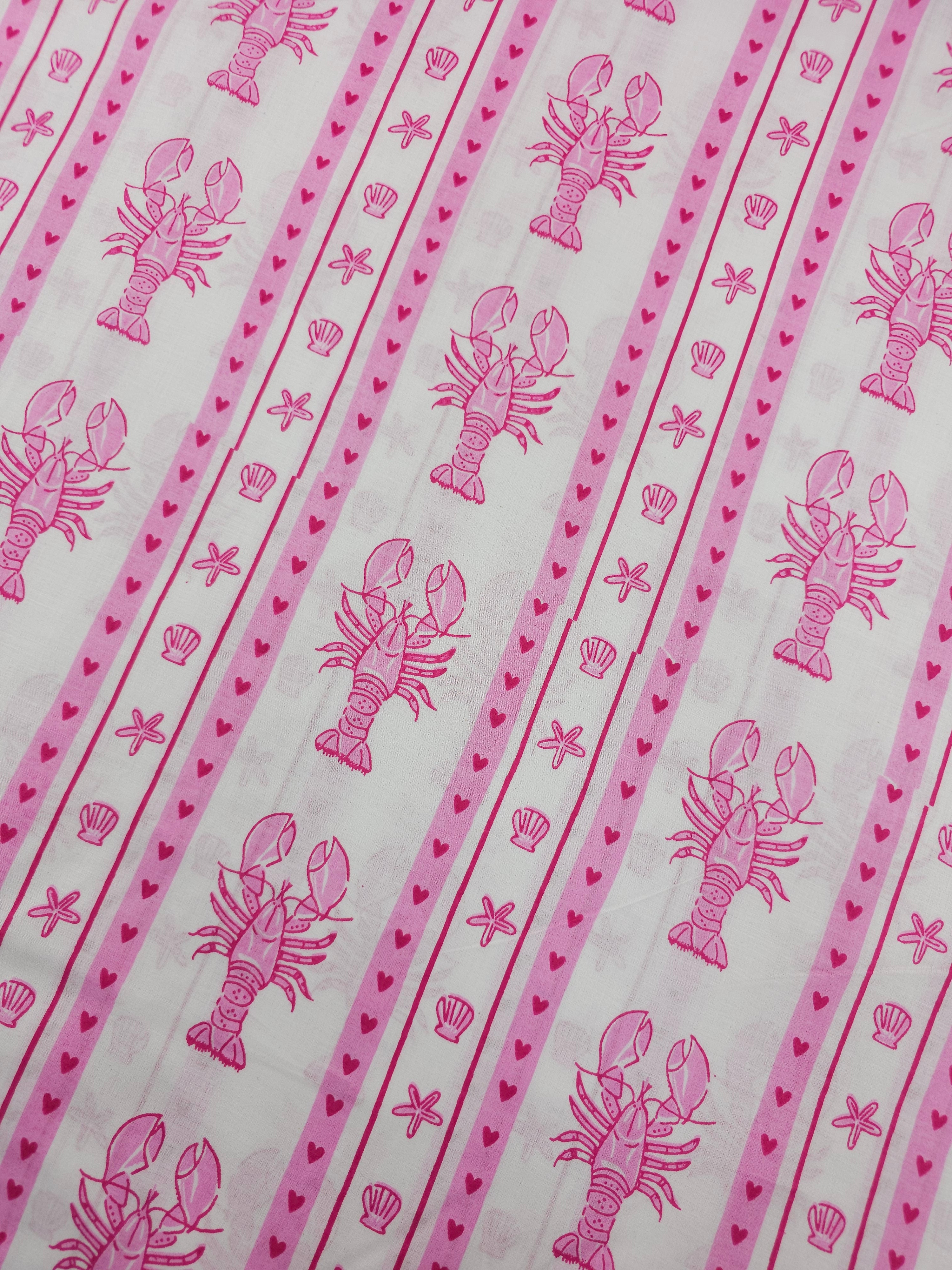 Pink Lobster Shell Stripe Cambric Cotton